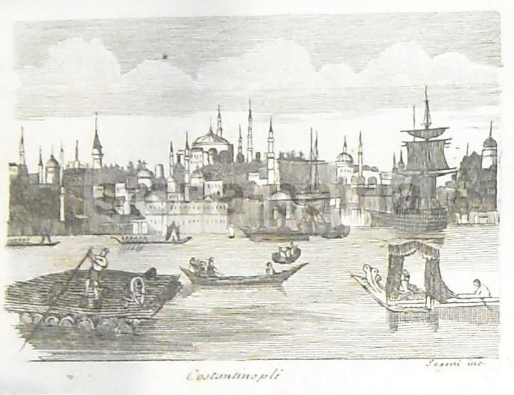Incisione Antica Di Costantinopoli (Istanbul), Segoni, XIX Secolo