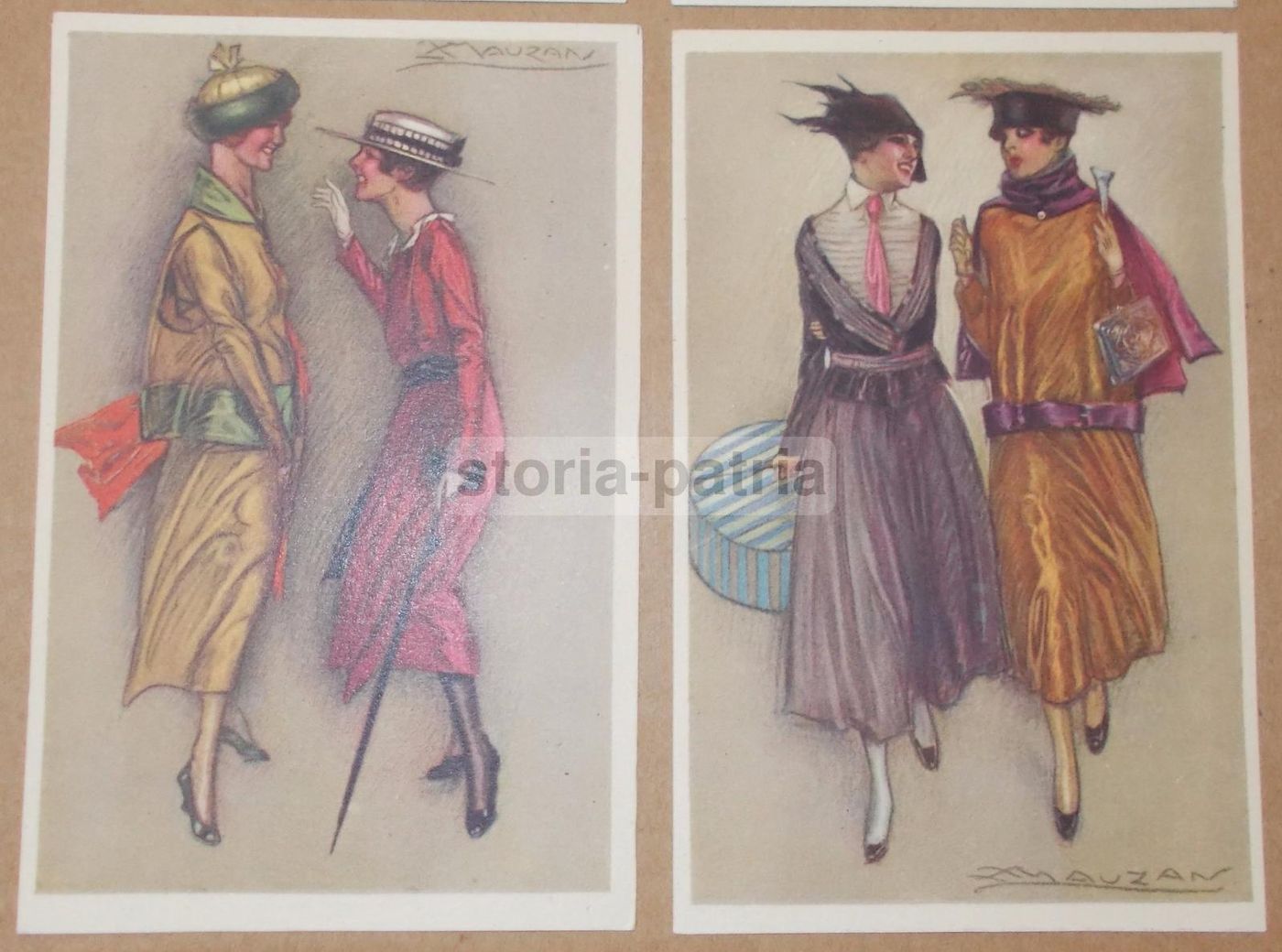 Cartoline Mauzan Epoca Liberty Illustrazioni Moda Femminile 1900