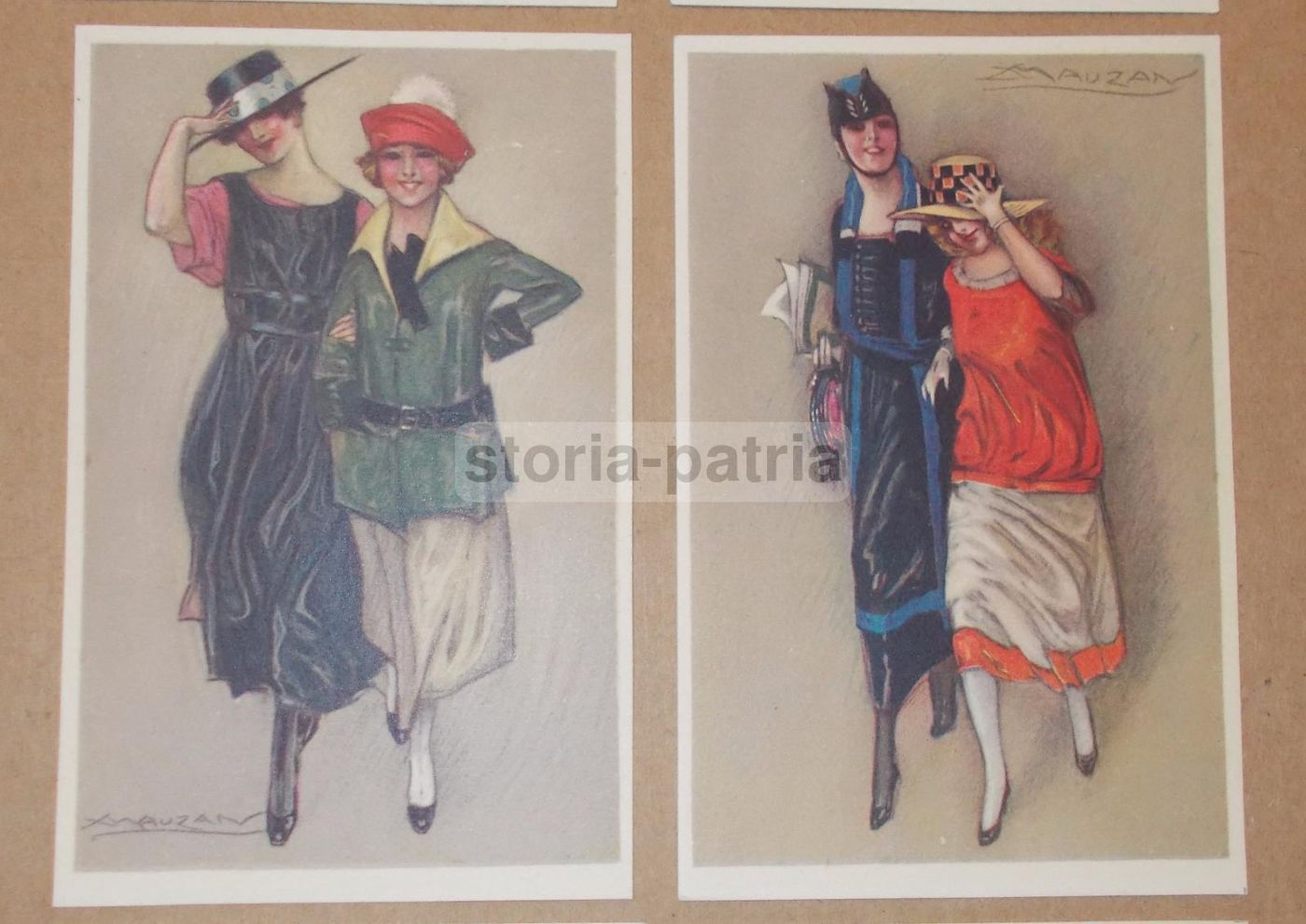 Cartoline Mauzan Epoca Liberty Illustrazioni Moda Femminile 1900