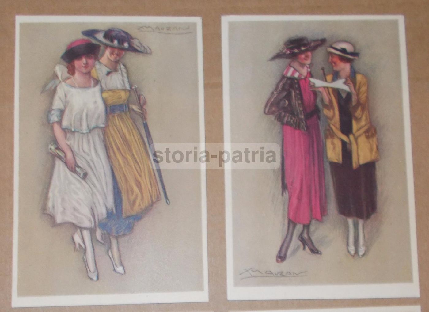 Cartoline Mauzan Epoca Liberty Illustrazioni Moda Femminile 1900