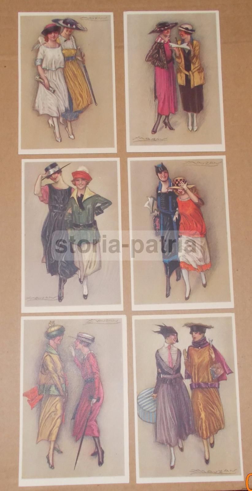 Cartoline Mauzan Epoca Liberty Illustrazioni Moda Femminile 1900