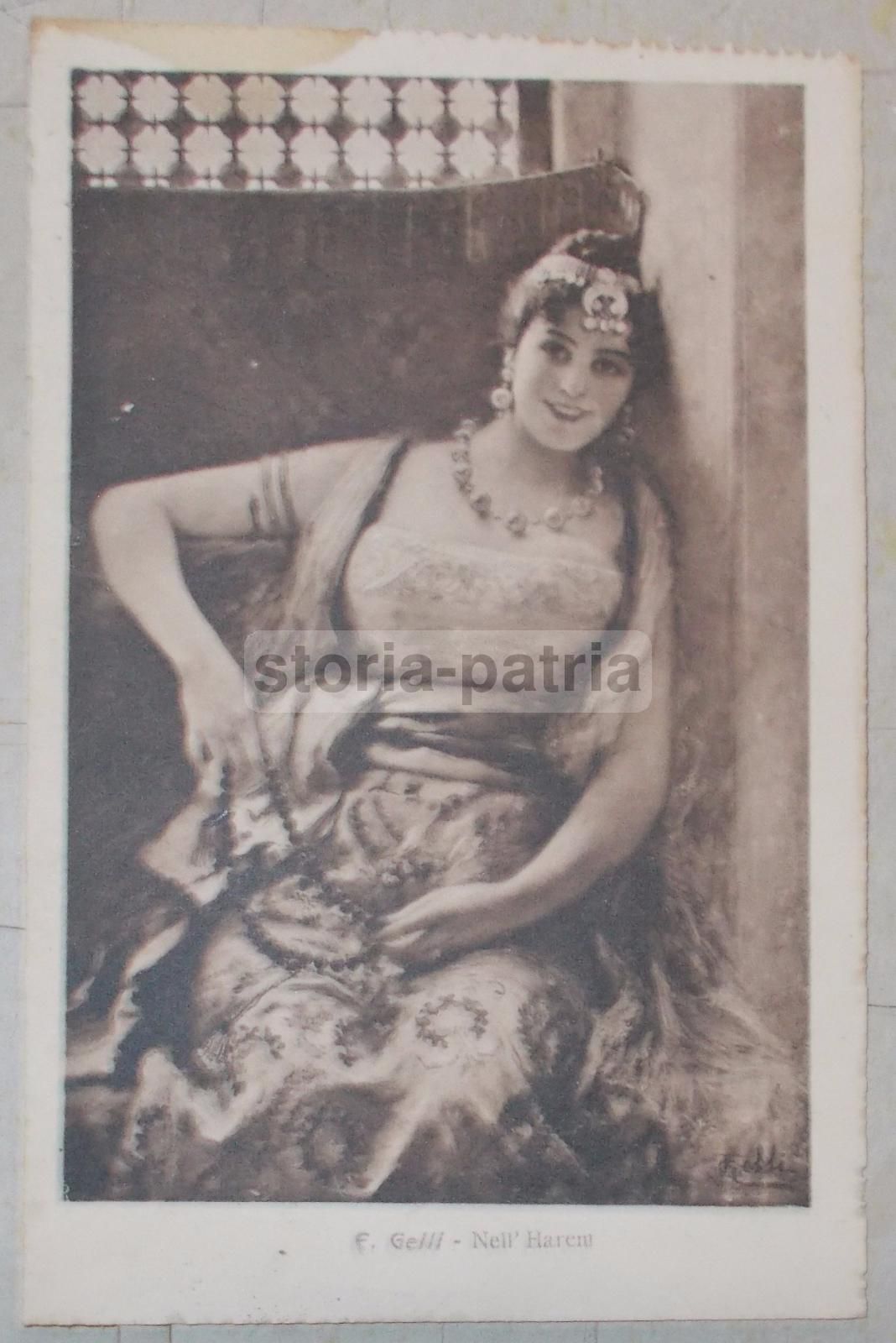 Cartolina Antica Orientalista: F. Gelli, "Nell'Harem", Giovane Donna