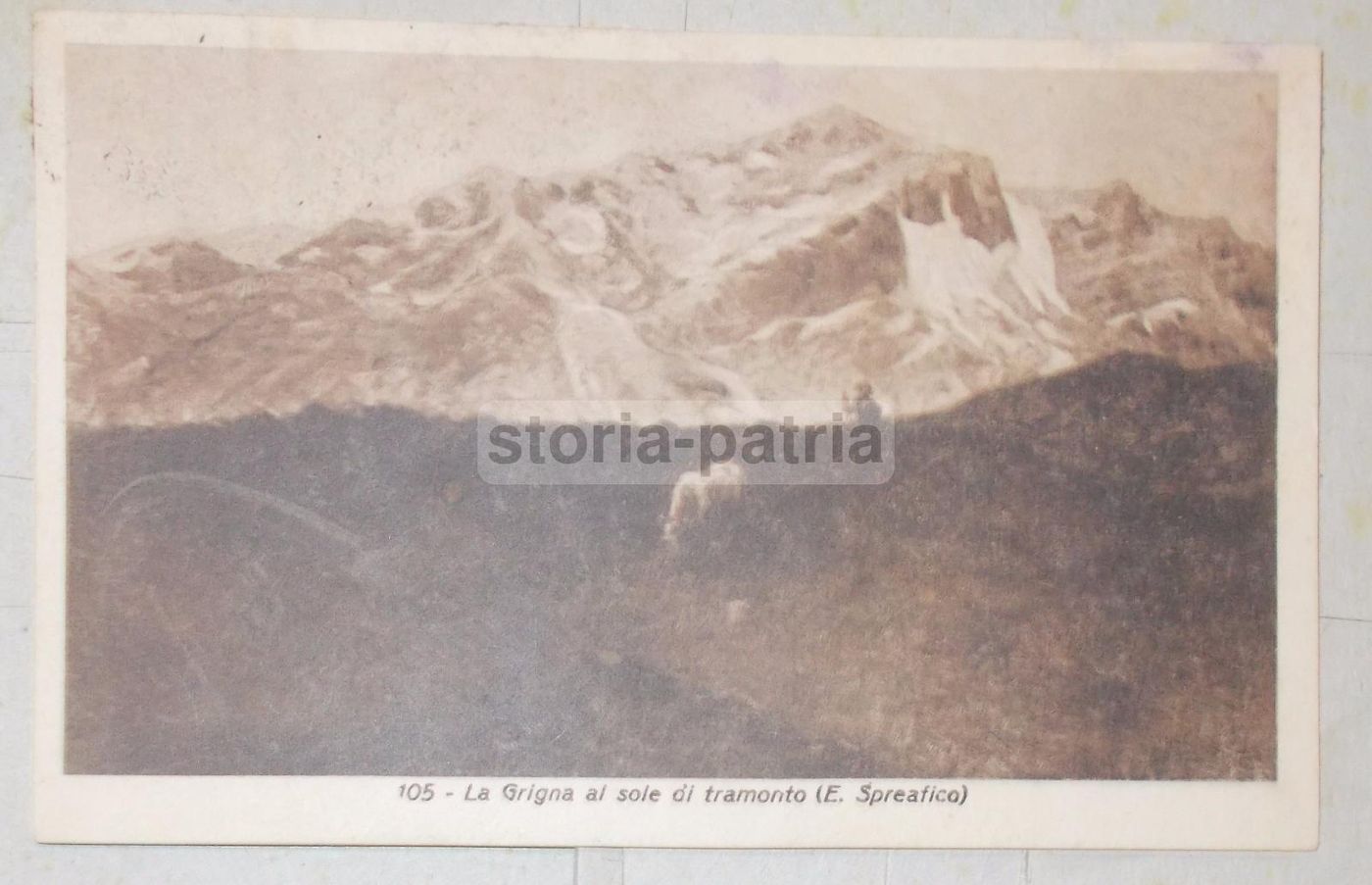 Cartolina Antica Di Eugenio Spreafico, La Grigna Al Tramonto, Anni '20