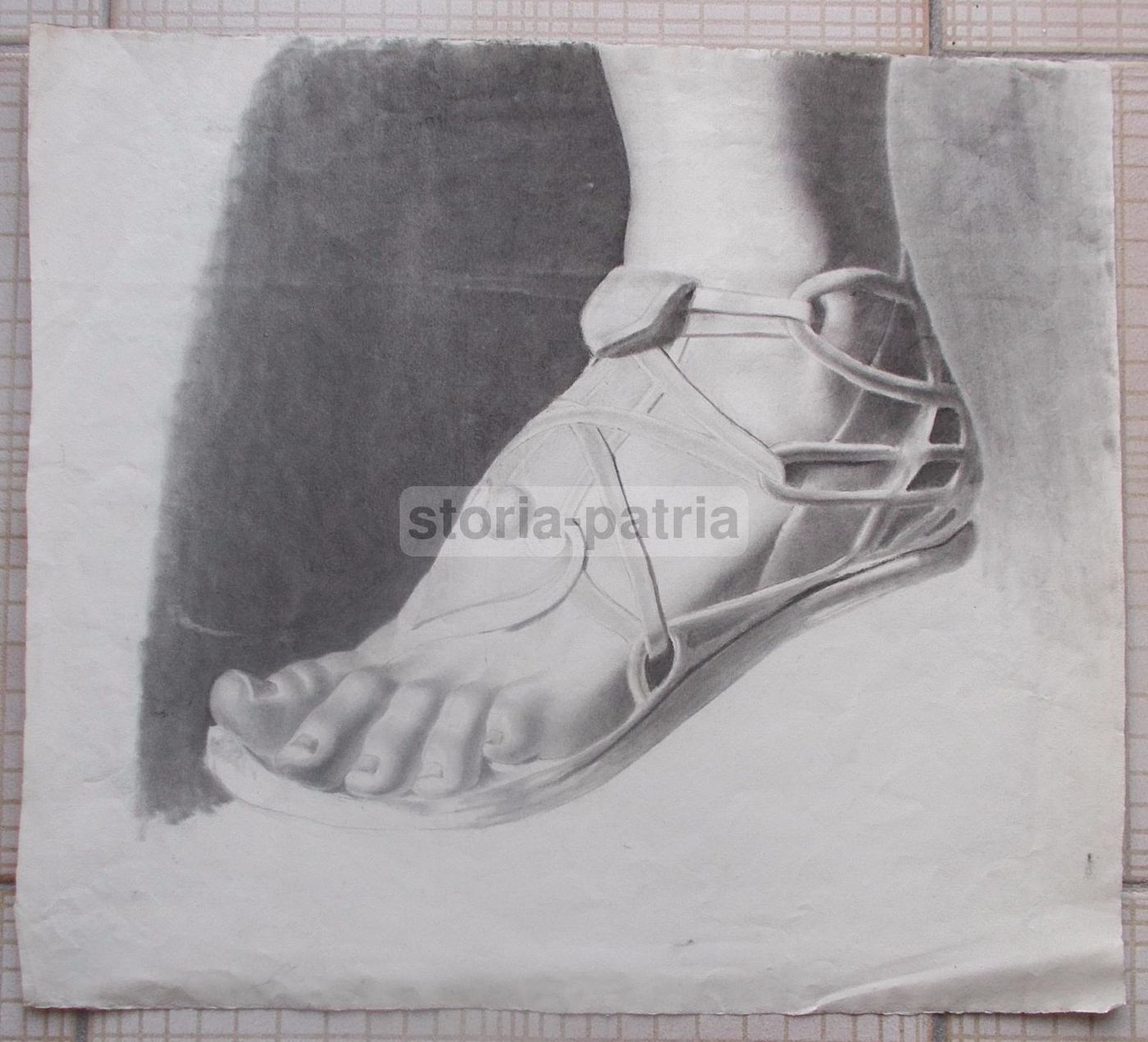 Disegno Originale: Studio Di Piede Con Calzatura Antica, XIX Secolo