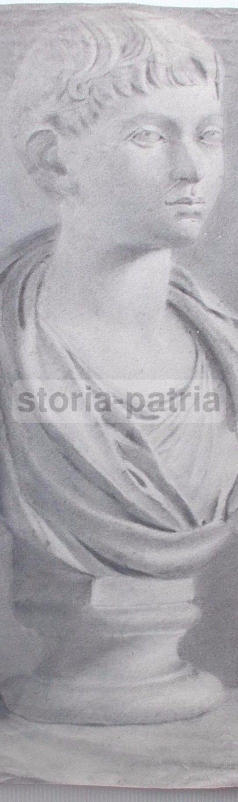 Studio Di Scultura: Busto Di Giovinetto. Disegno A Carboncino Di Giacomo Berger, Inizio XIX Secolo.
