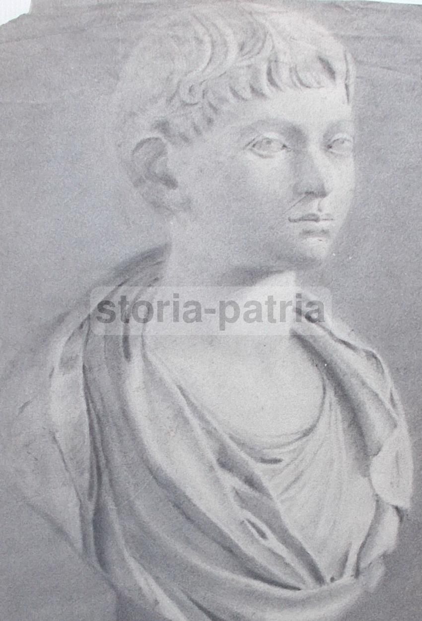 Studio Di Scultura: Busto Di Giovinetto. Disegno A Carboncino Di Giacomo Berger, Inizio XIX Secolo.