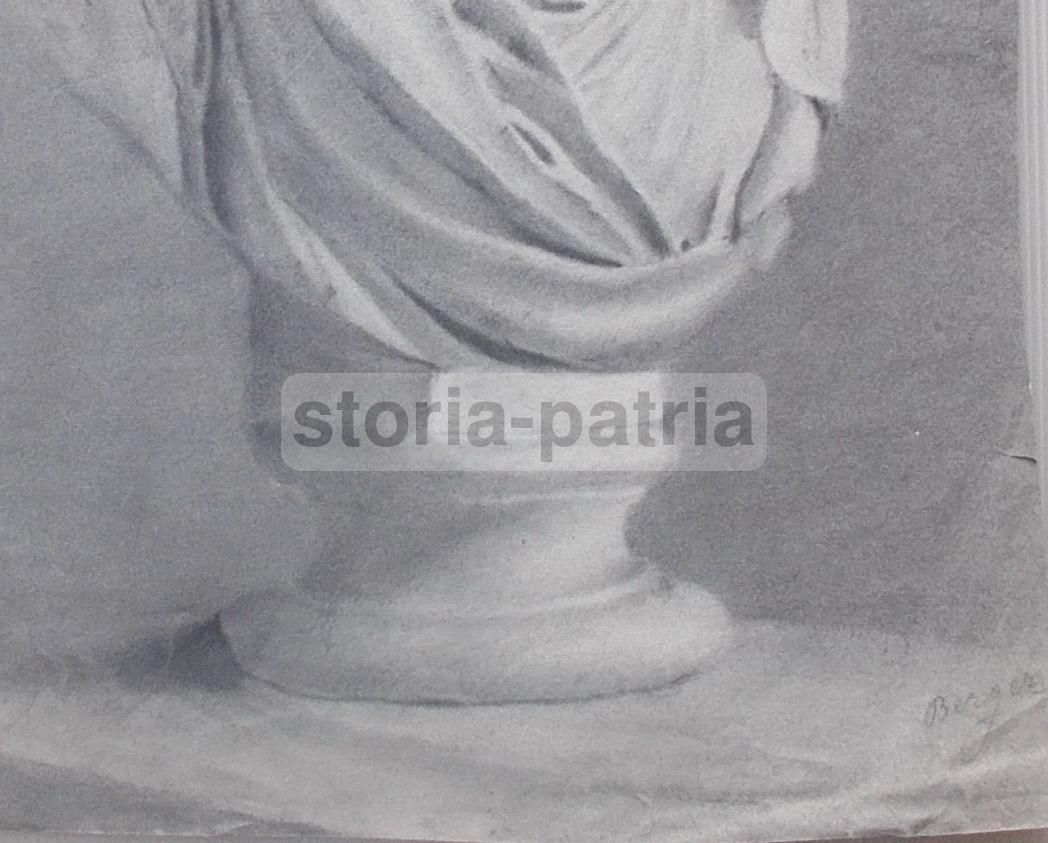 Studio Di Scultura: Busto Di Giovinetto. Disegno A Carboncino Di Giacomo Berger, Inizio XIX Secolo.