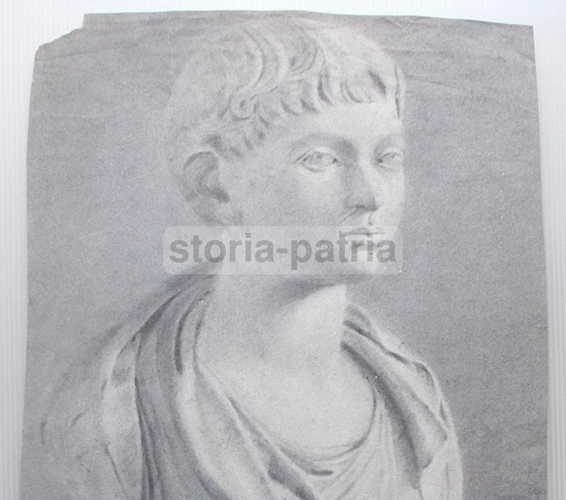 Studio Di Scultura: Busto Di Giovinetto. Disegno A Carboncino Di Giacomo Berger, Inizio XIX Secolo.