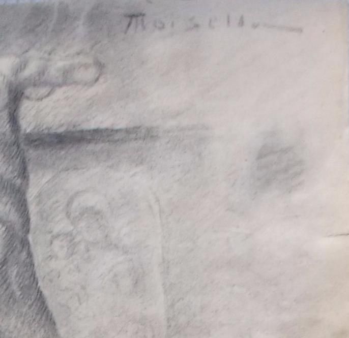Disegno Studio Di Scultura Con Fauno E Satiro, Emilio Moisello, Fine '800