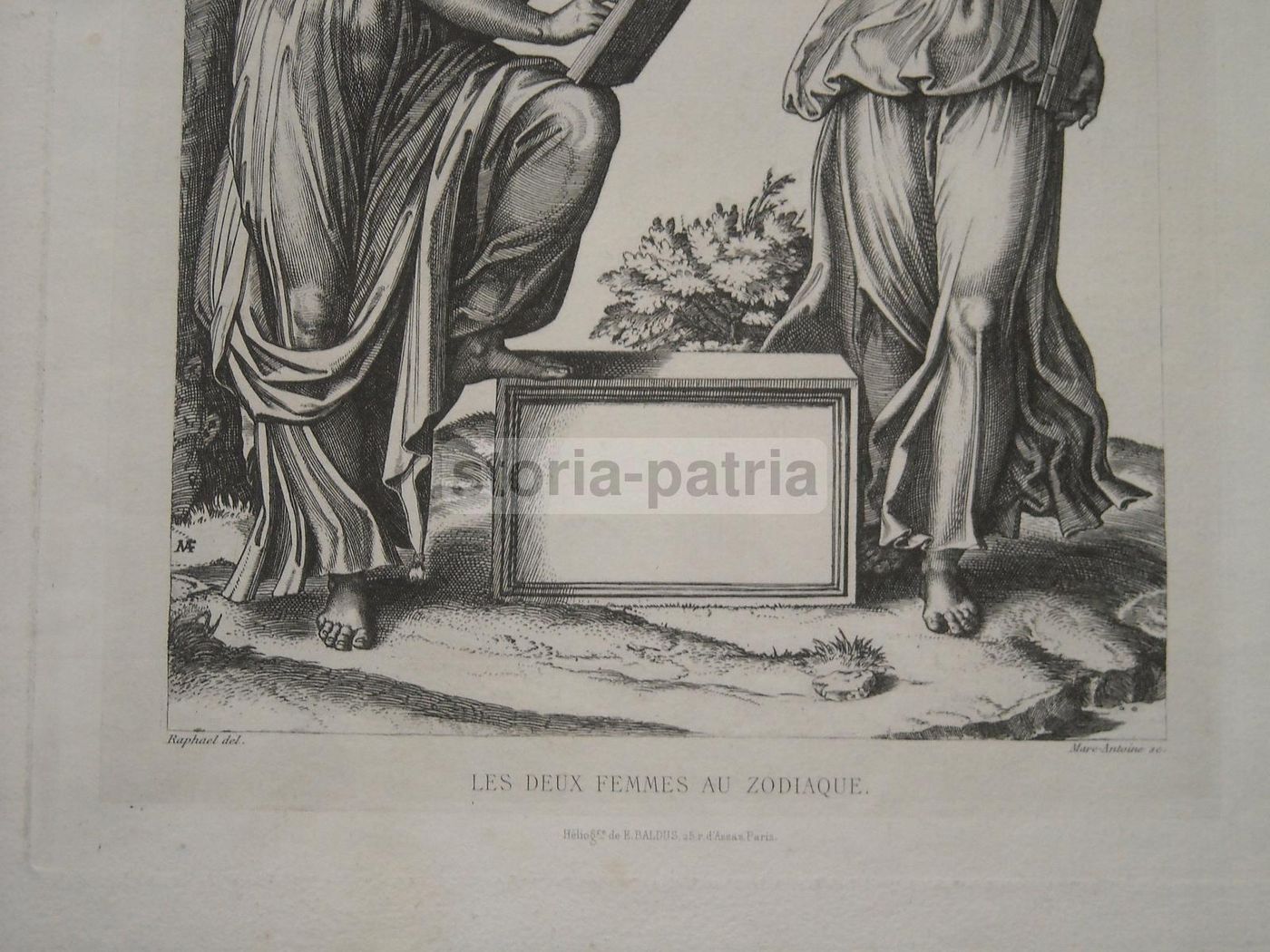 Antica Stampa Allegoria Astrologica Raffaello Baldus XIX Secolo