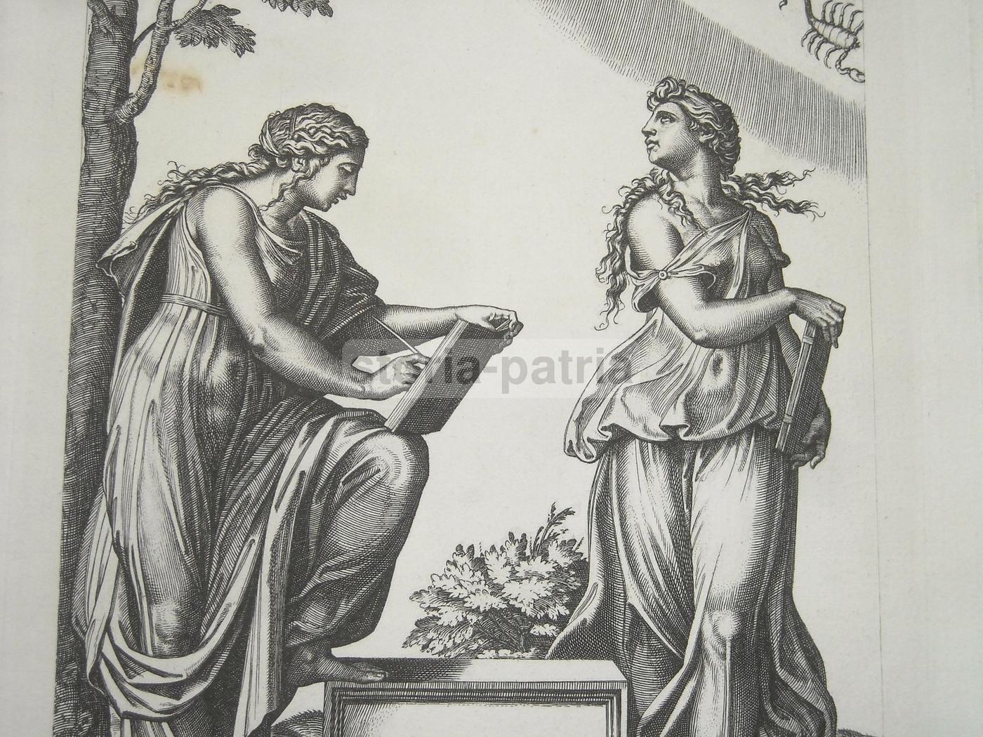 Antica Stampa Allegoria Astrologica Raffaello Baldus XIX Secolo