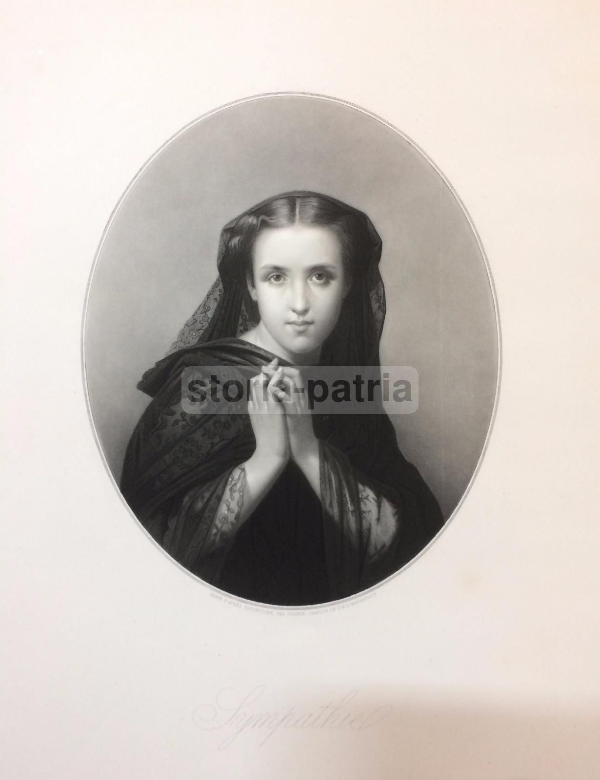 Incisione Antica "Sympathie" Di Jouanin Da Toulmouche (metà XIX Secolo)