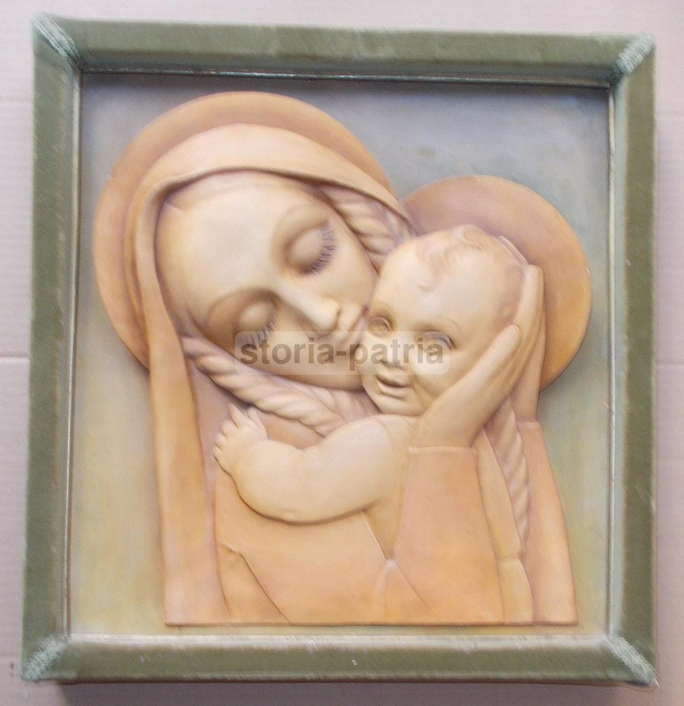 Pannello Madonna Con Bambino, Adolfo Rollo, Scultura In Ceramica, Puglia, XX Secolo