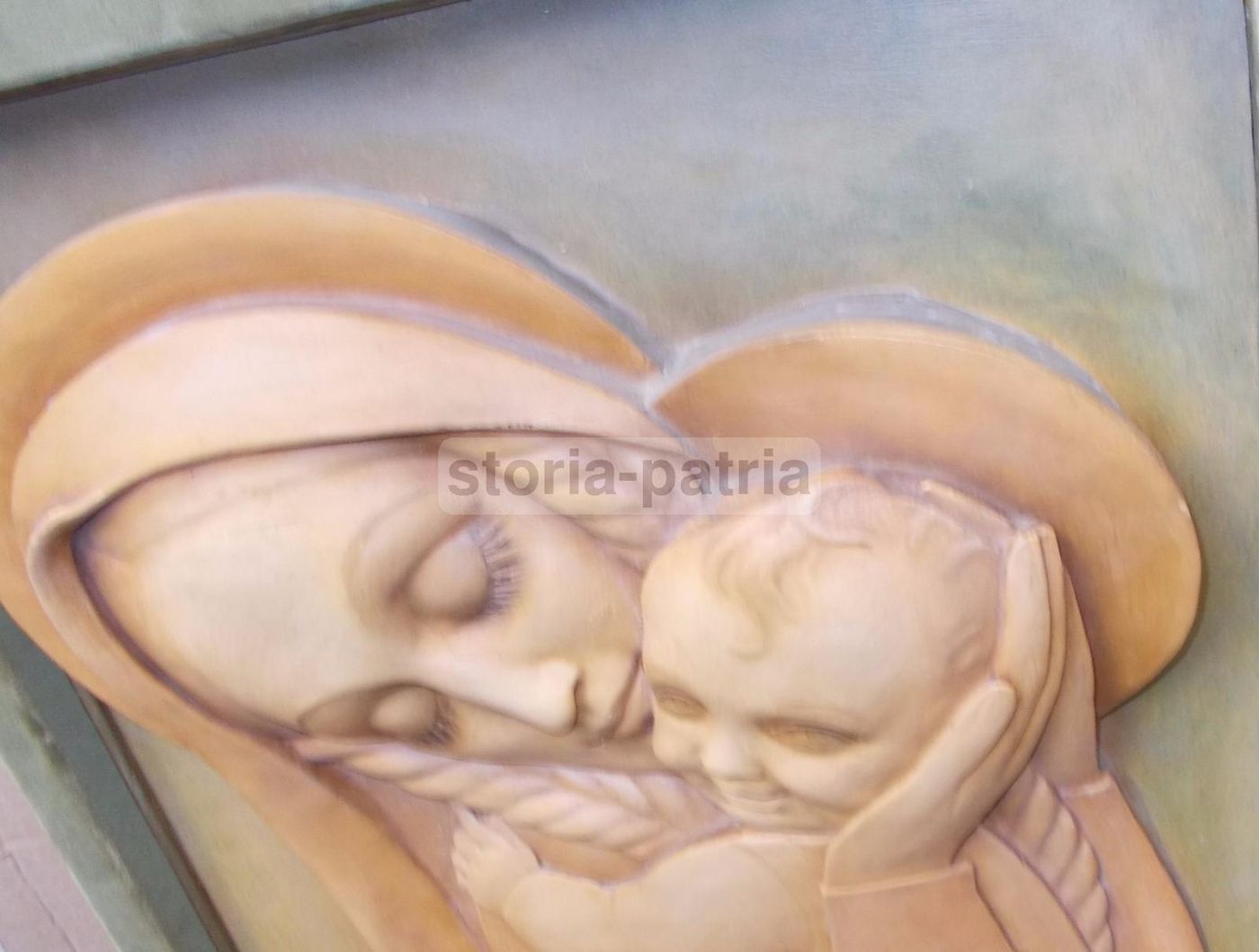 Pannello Madonna Con Bambino, Adolfo Rollo, Scultura In Ceramica, Puglia, XX Secolo