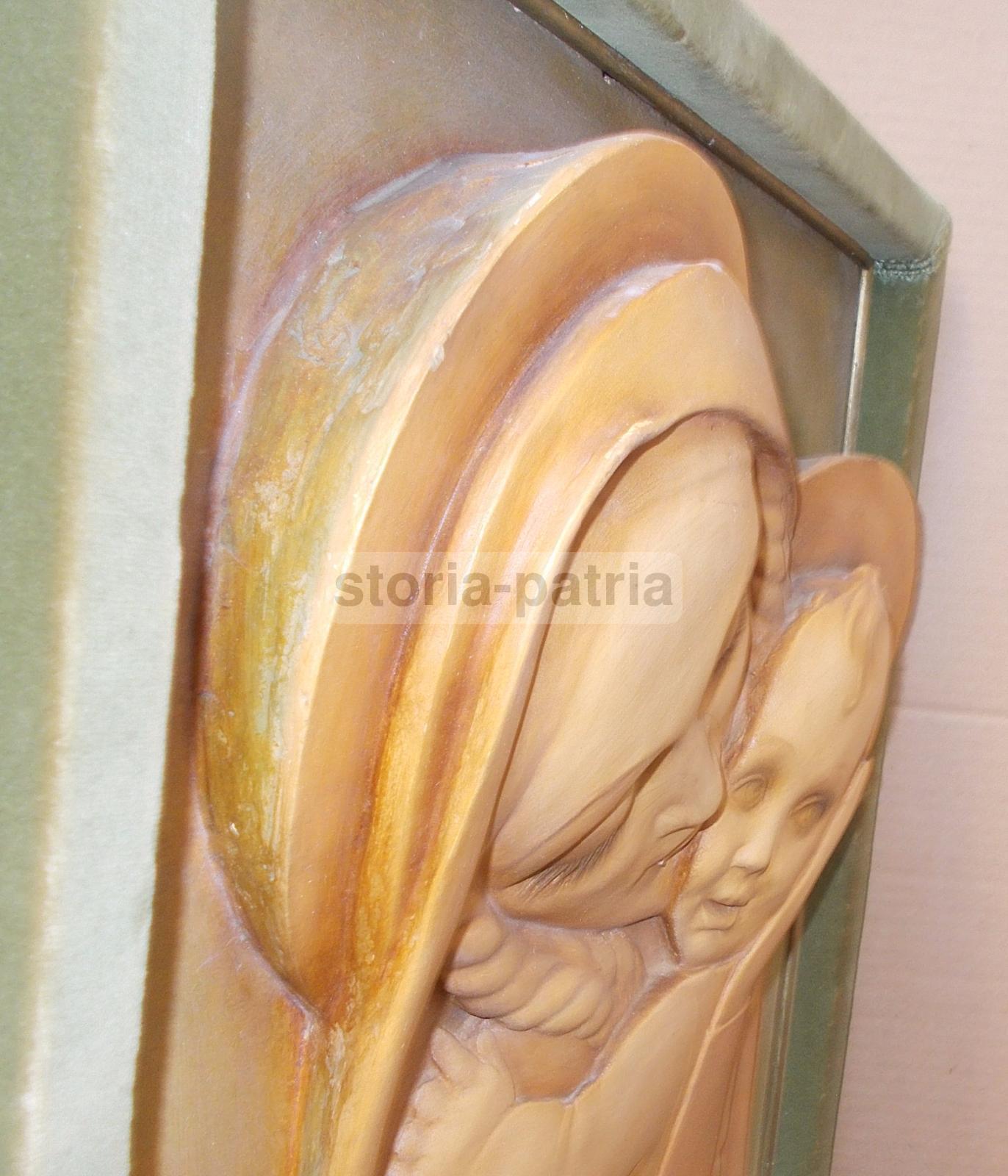 Pannello Madonna Con Bambino, Adolfo Rollo, Scultura In Ceramica, Puglia, XX Secolo