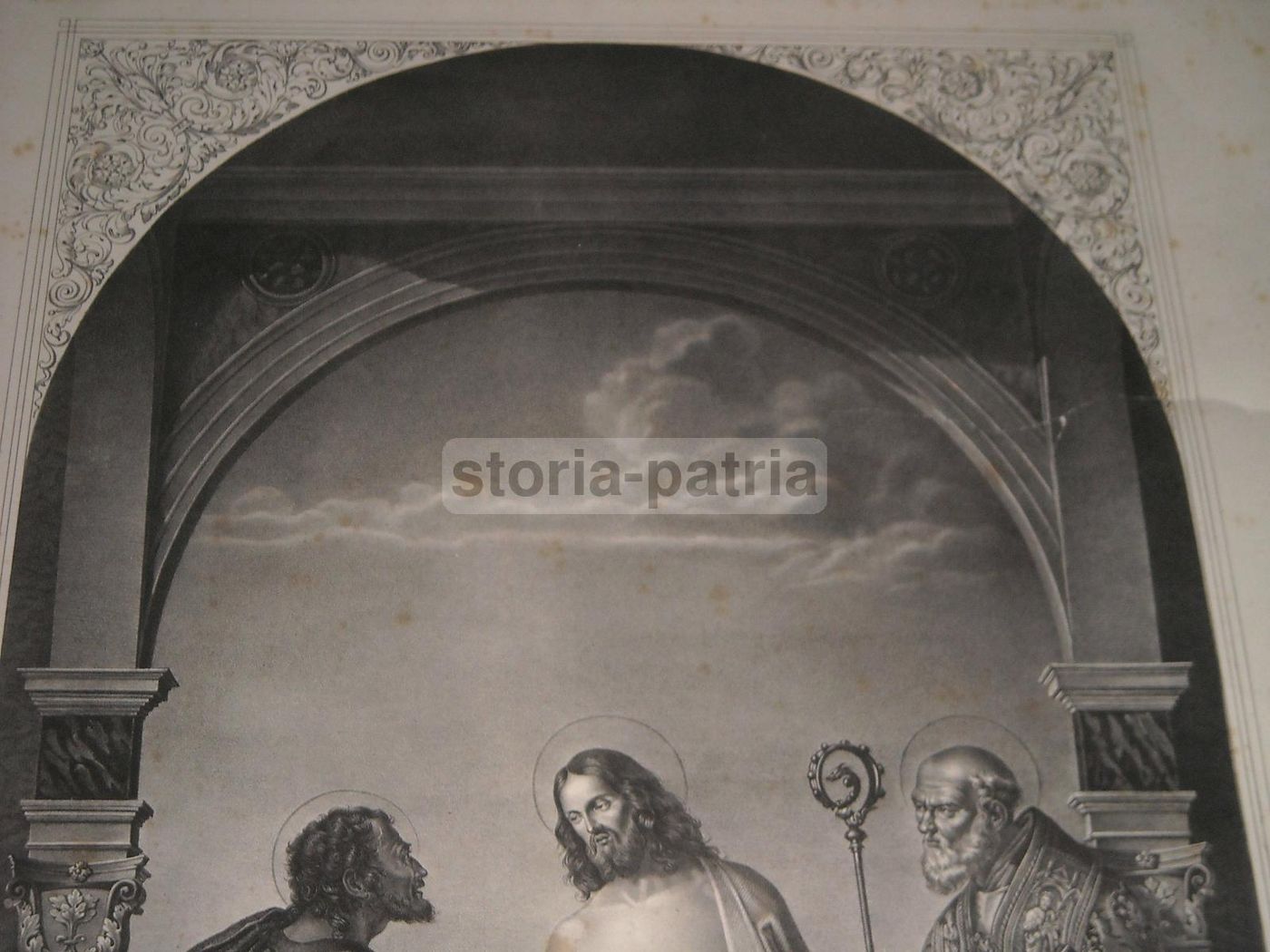 Incredulità Di San Tommaso (da Cima Da Conegliano)   Litografia Napoletana Del XIX Secolo