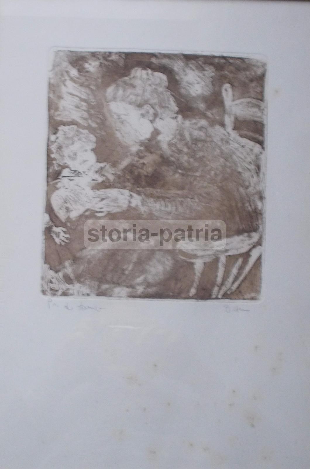 Incisione Originale Urso, Maternità, Puglia Salento, Anni '80