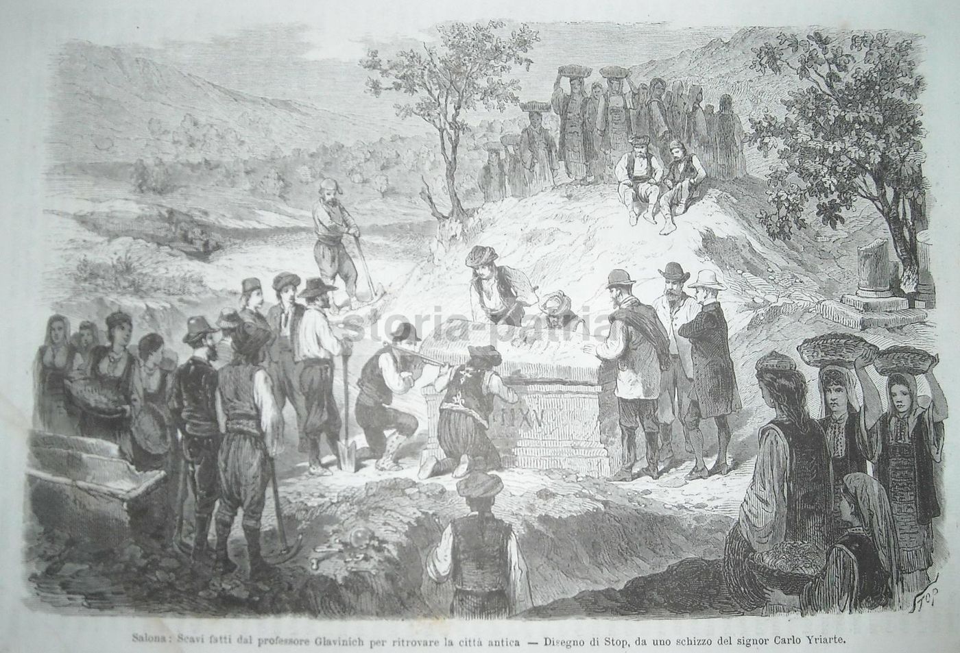 Incisione Antica Salona, Croazia: Scavi Glavinich 1877, Stop E Yriarte