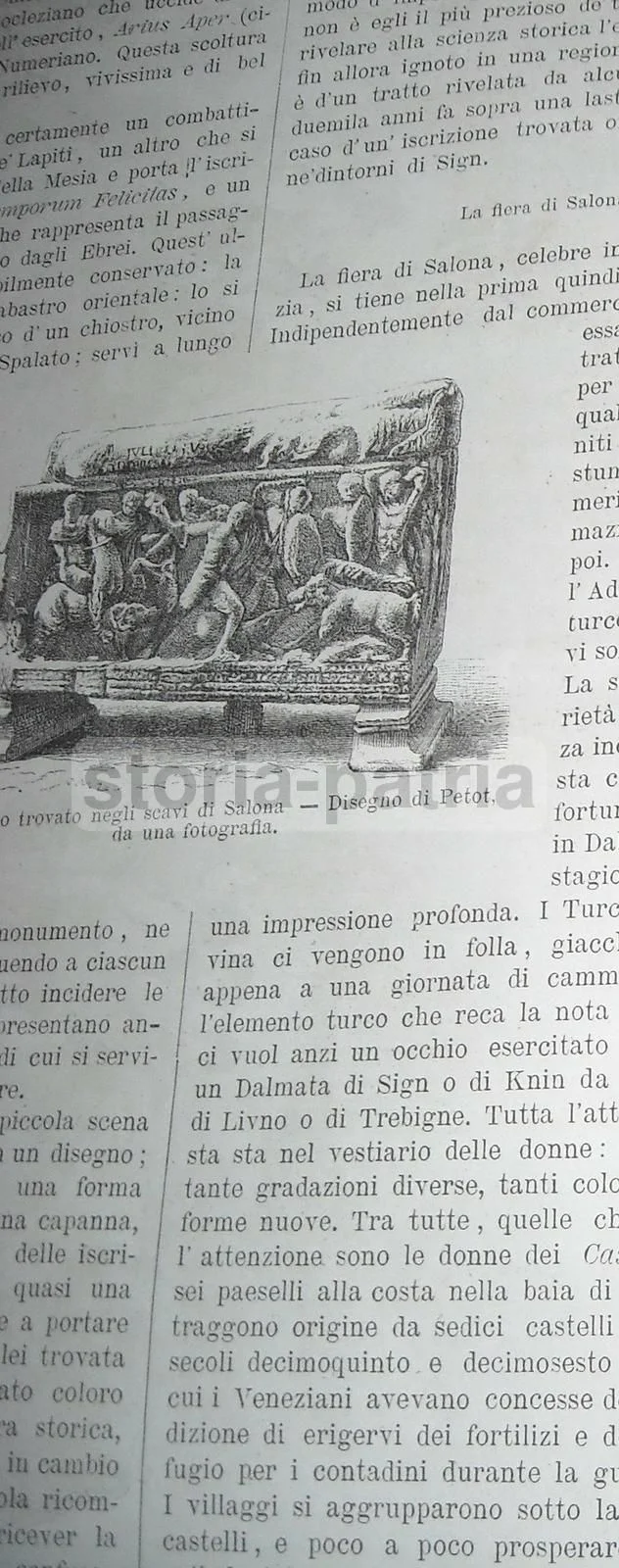 Antique Engraving of Salona, Croatia: Glavinich Excavations 1877, Stop and Yriarte