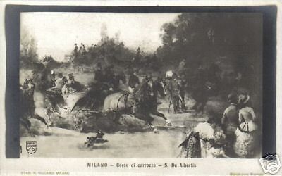 Sebastiano De Albertis, Corse Di Carrozze. Fotografia Cartolina, 1900 Circa