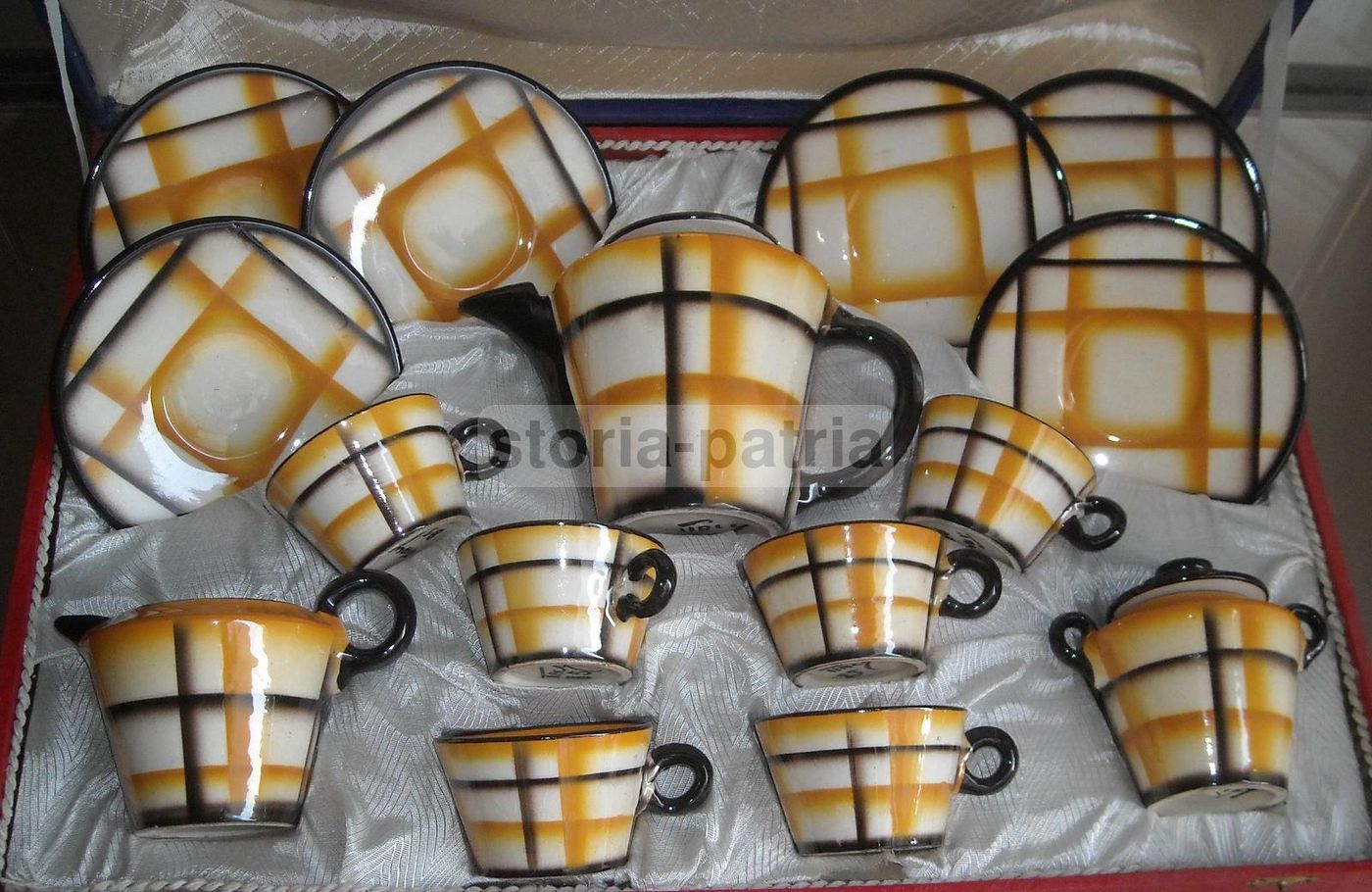 Servizio Da Caffè Art Déco In Ceramica Policroma, Anni '30 '50