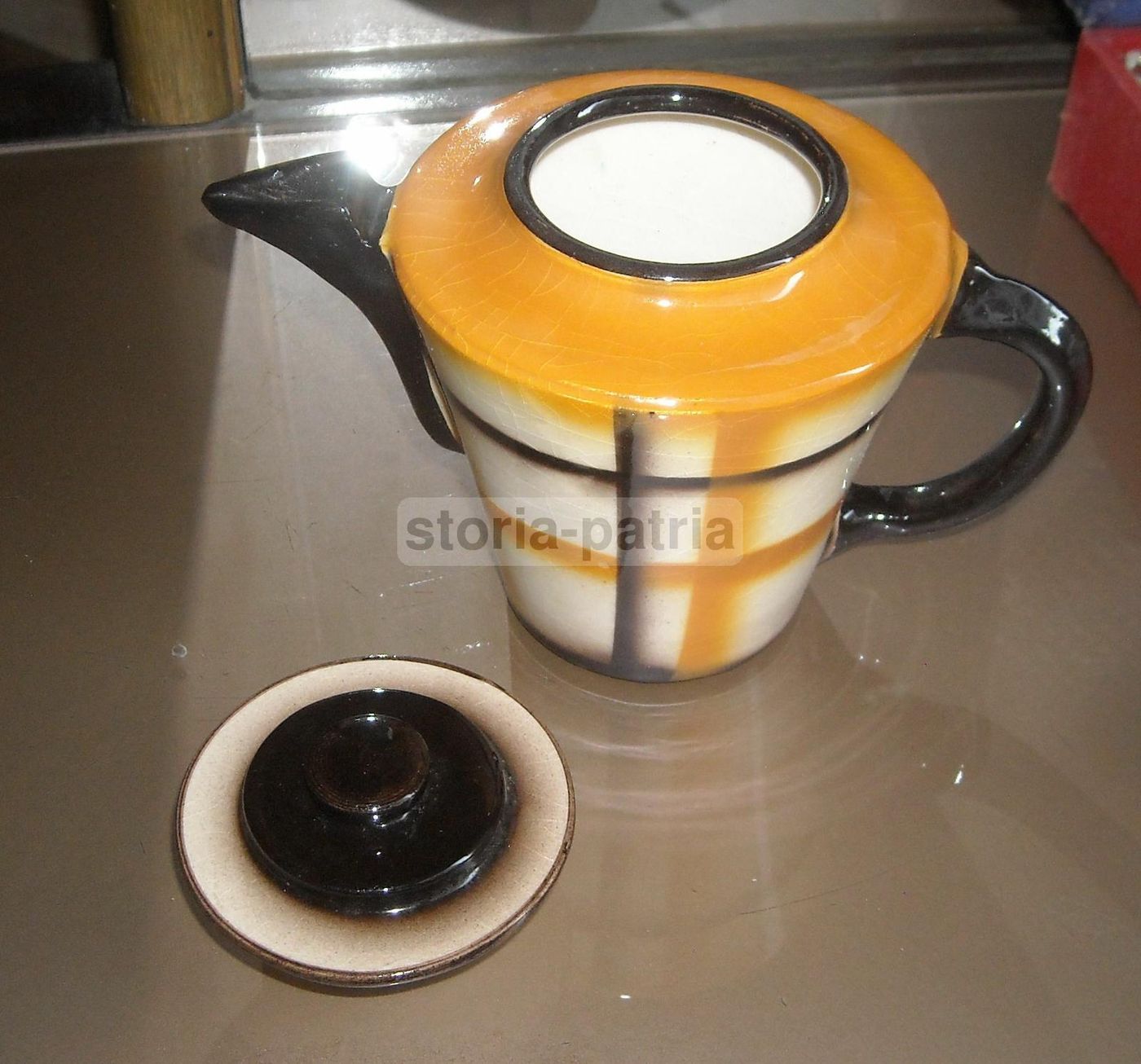 Servizio Da Caffè Art Déco In Ceramica Policroma, Anni '30 '50