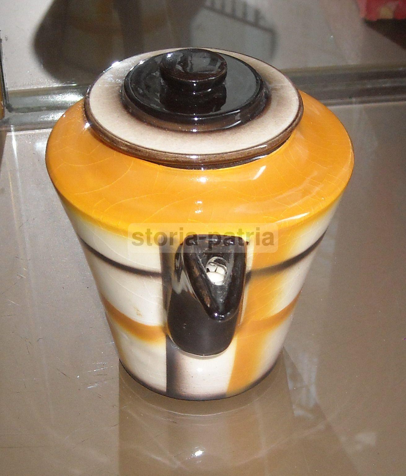 Servizio Da Caffè Art Déco In Ceramica Policroma, Anni '30 '50