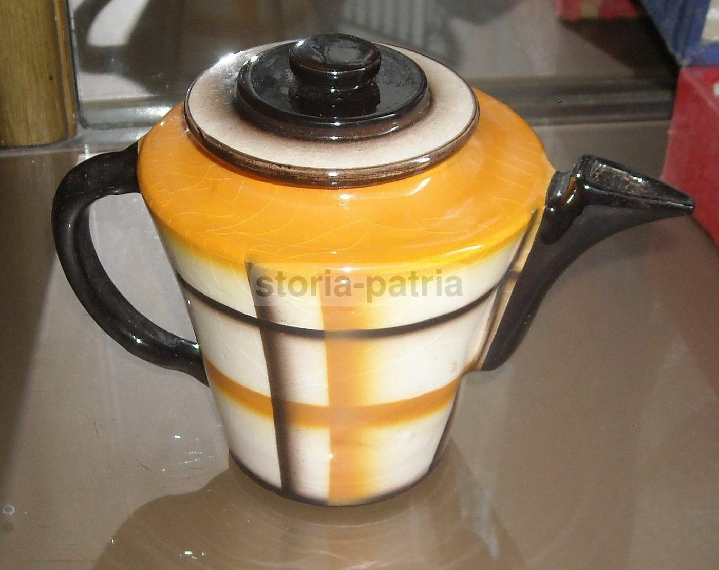Servizio Da Caffè Art Déco In Ceramica Policroma, Anni '30 '50