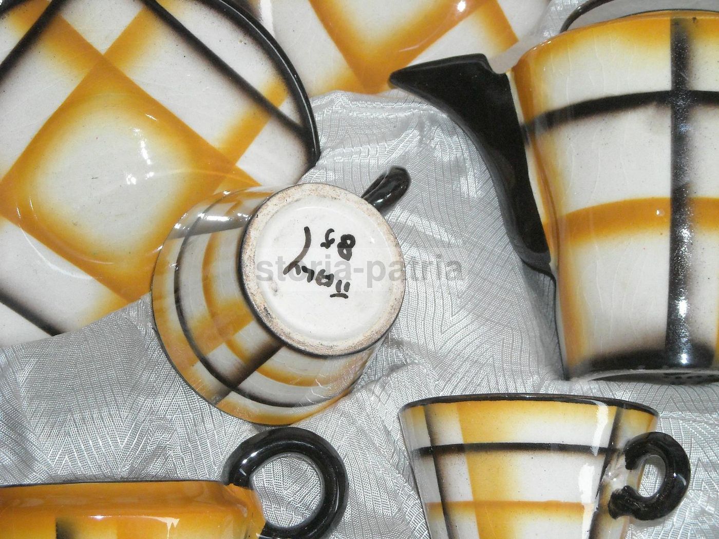 Servizio Da Caffè Art Déco In Ceramica Policroma, Anni '30 '50