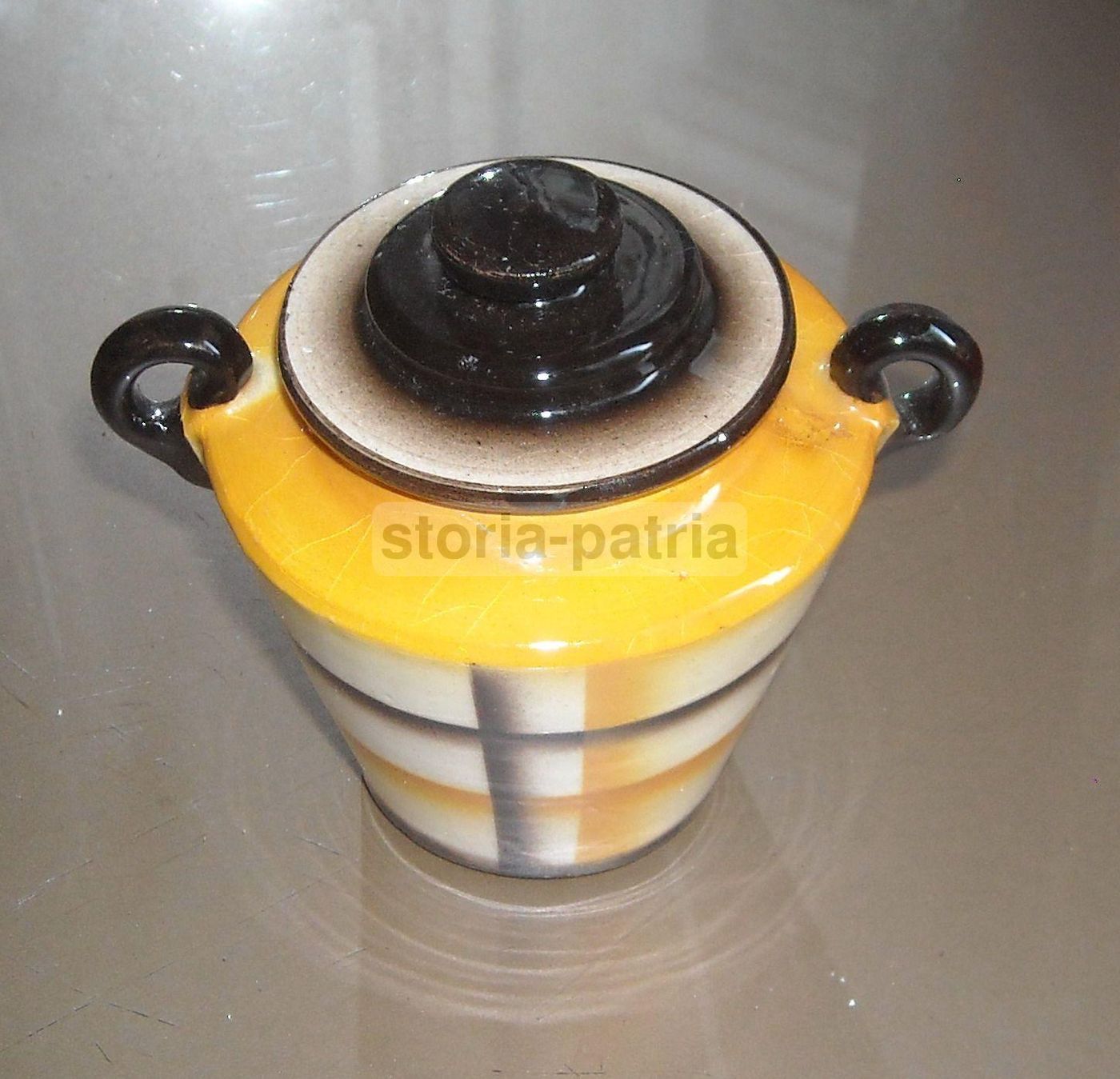 Servizio Da Caffè Art Déco In Ceramica Policroma, Anni '30 '50