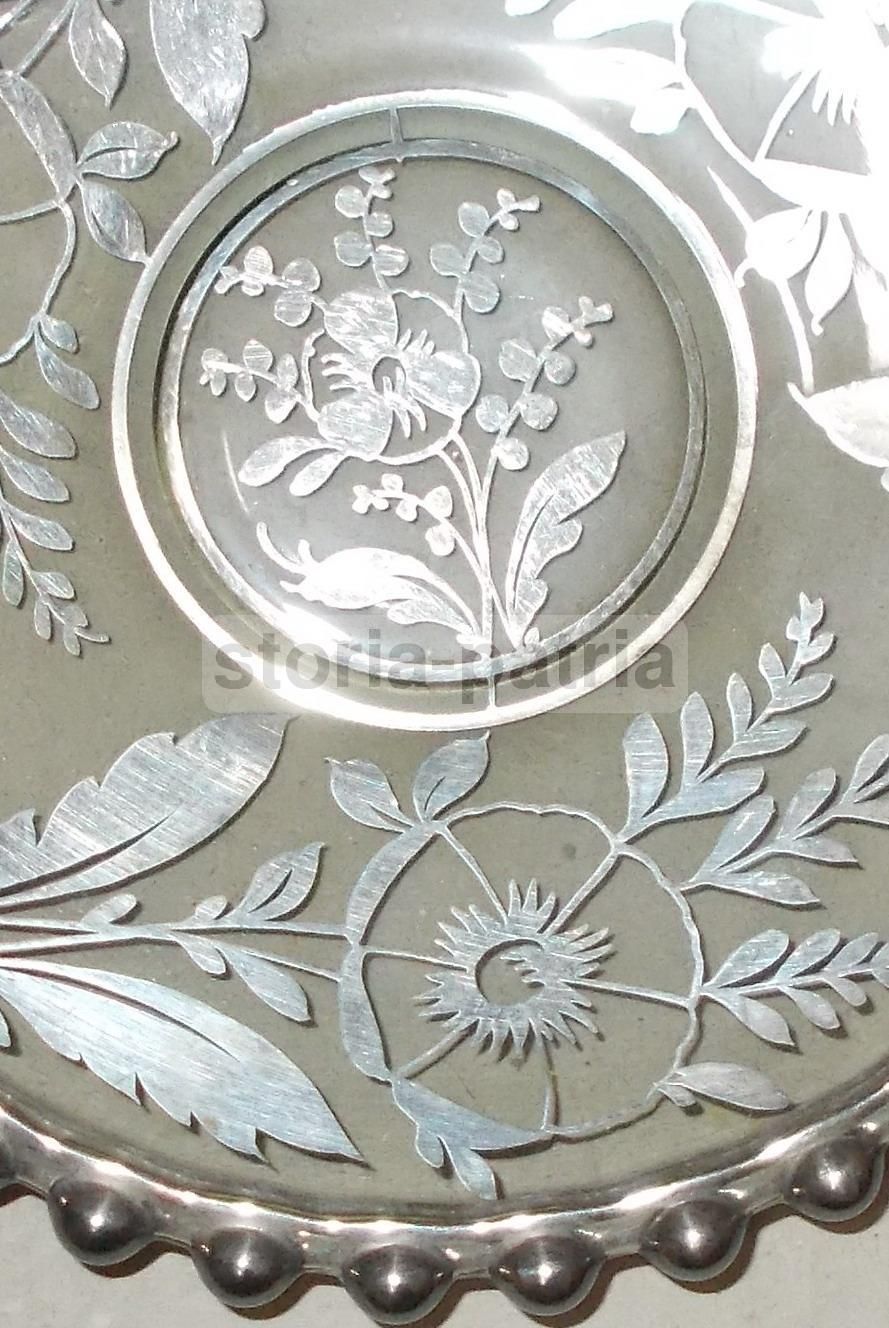 Piatto In Vetro Argentato Decorativo, Anni 1930 1950