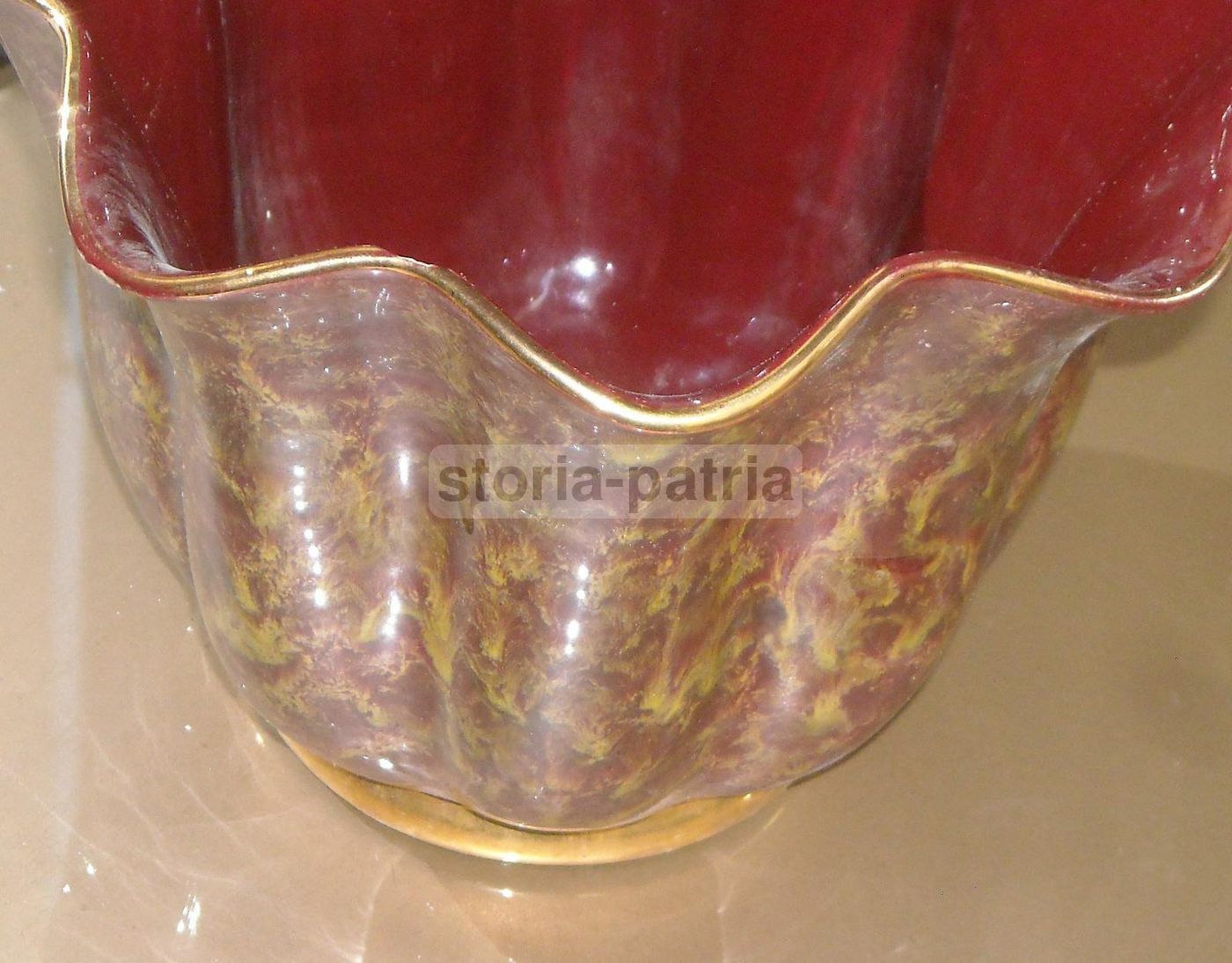 Vaso Cachepot Ceramica Italiana Anni '50 Con Profilature Dorate