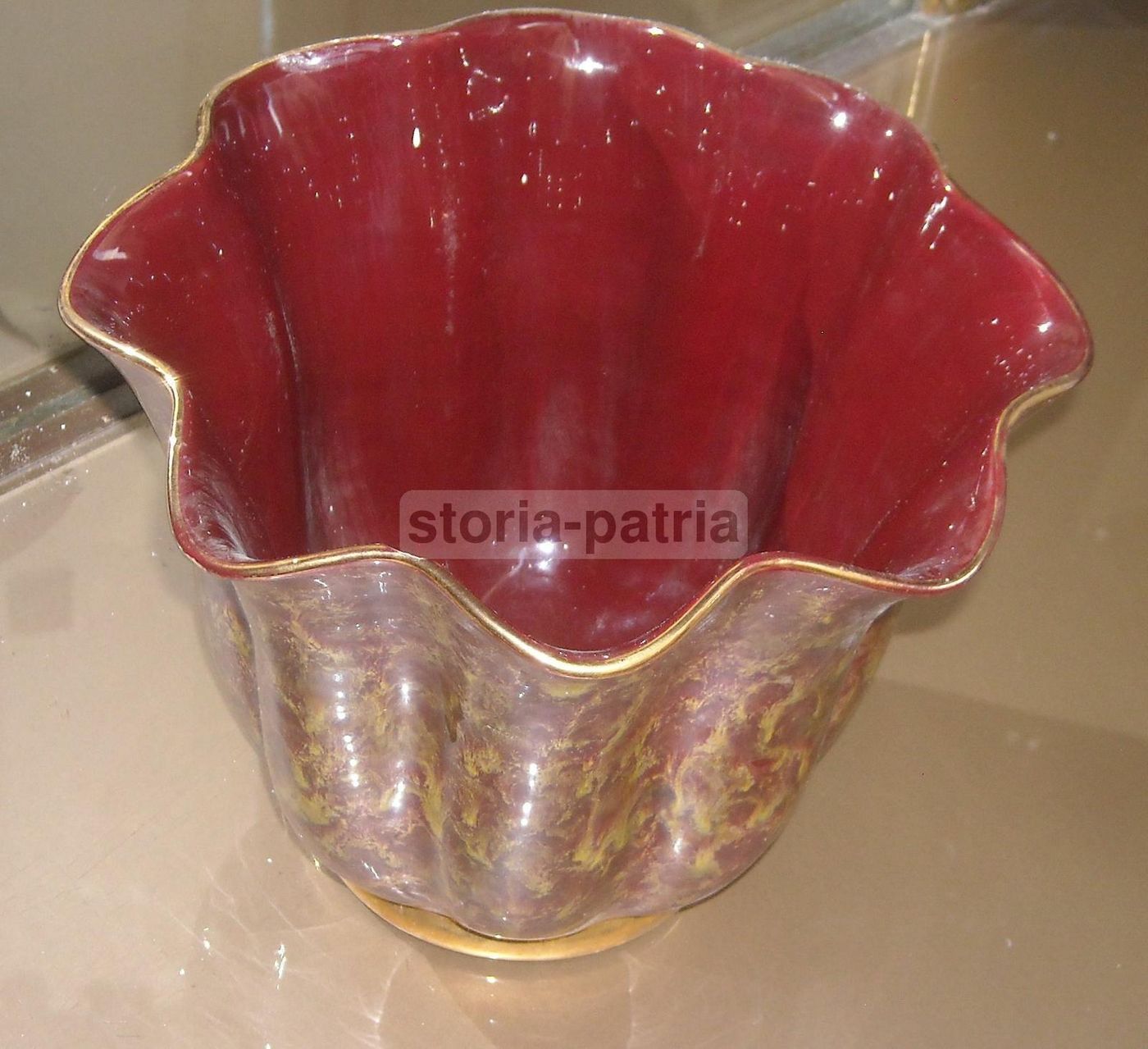 Vaso Cachepot Ceramica Italiana Anni '50 Con Profilature Dorate