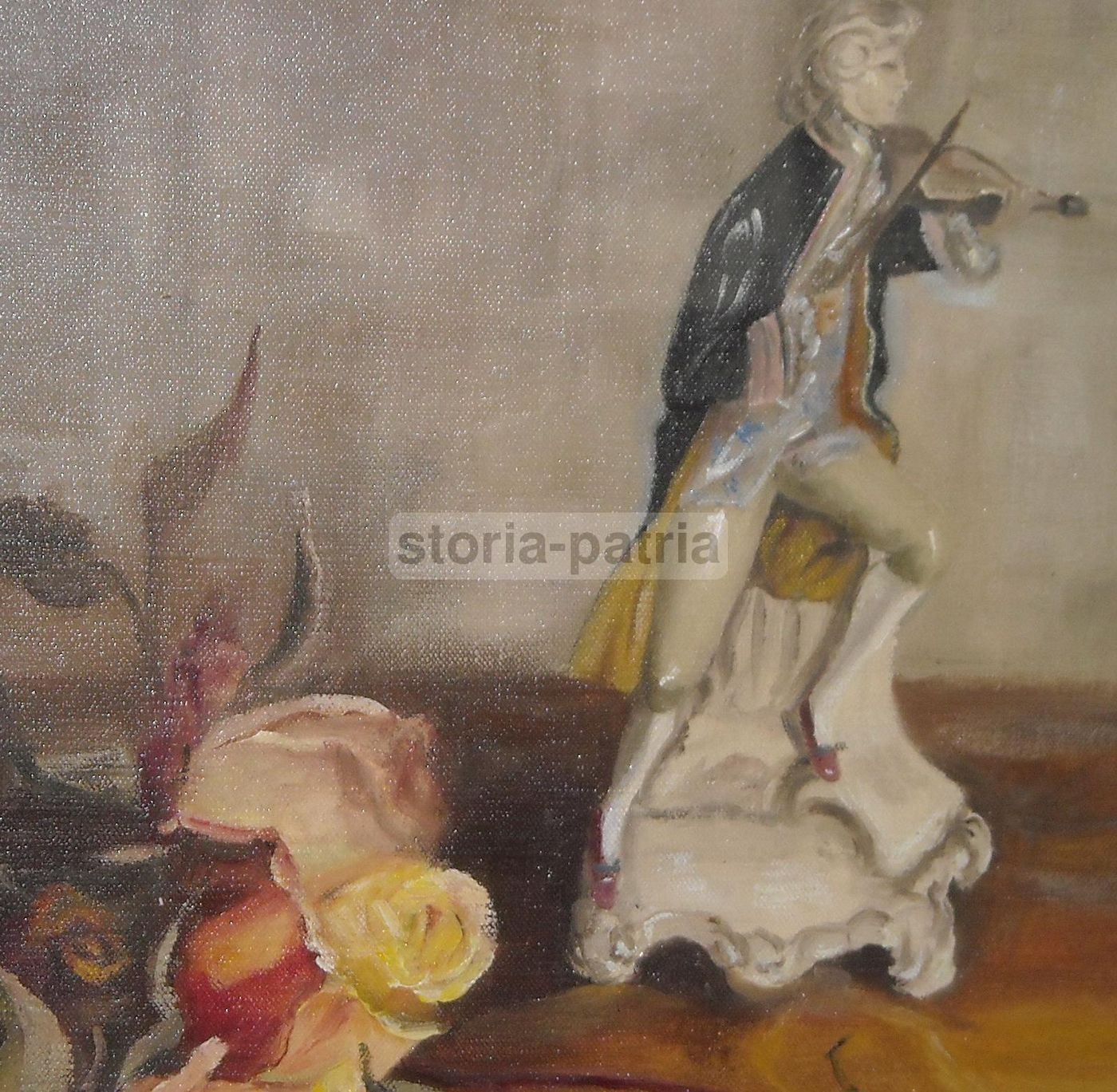 Natura Morta Con Fiori E Scultura Di S. Pettigiani