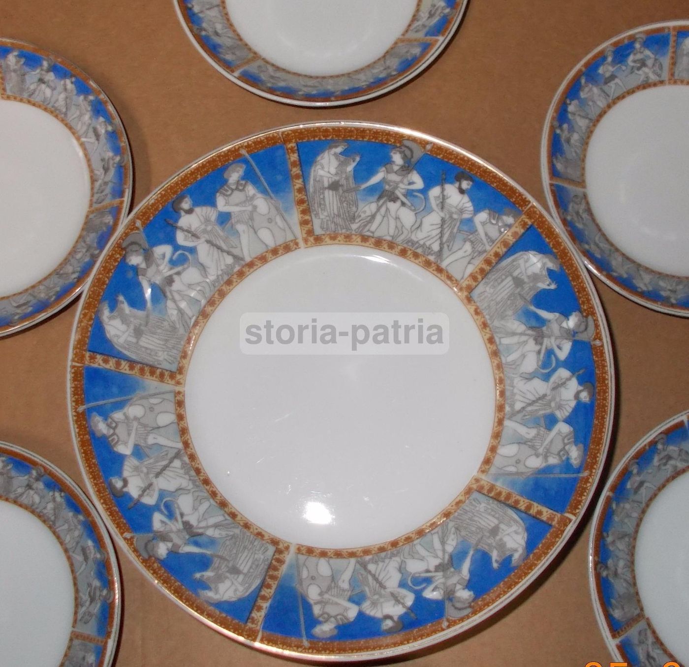 Set 7 Porcellane Royal Con Decori Mitologici E Guerrieri, Anni '60 '70