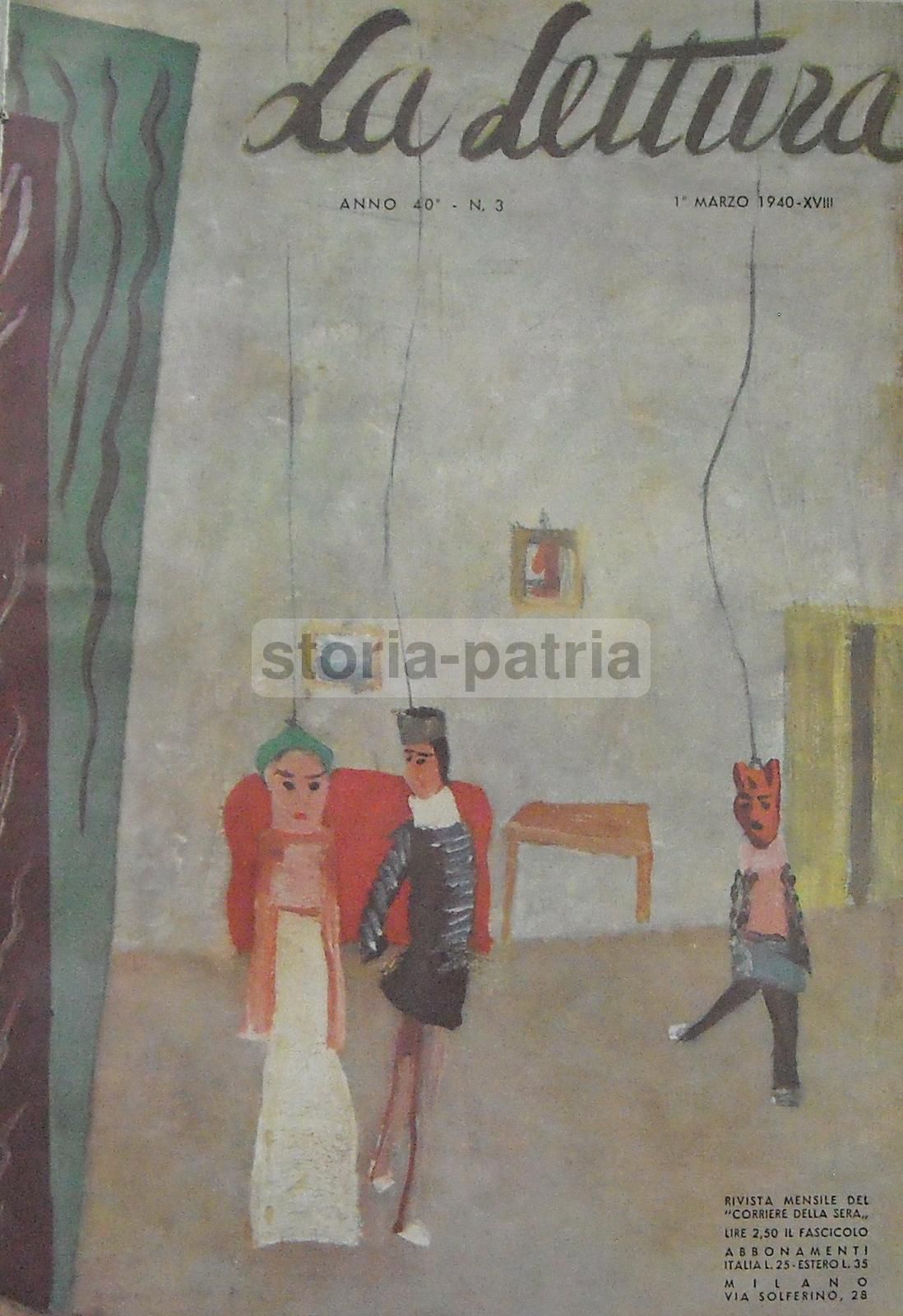 Angelo Del Bon, Stampa Originale 1940, La Lettura: Marionette E Pubblicità Rim
