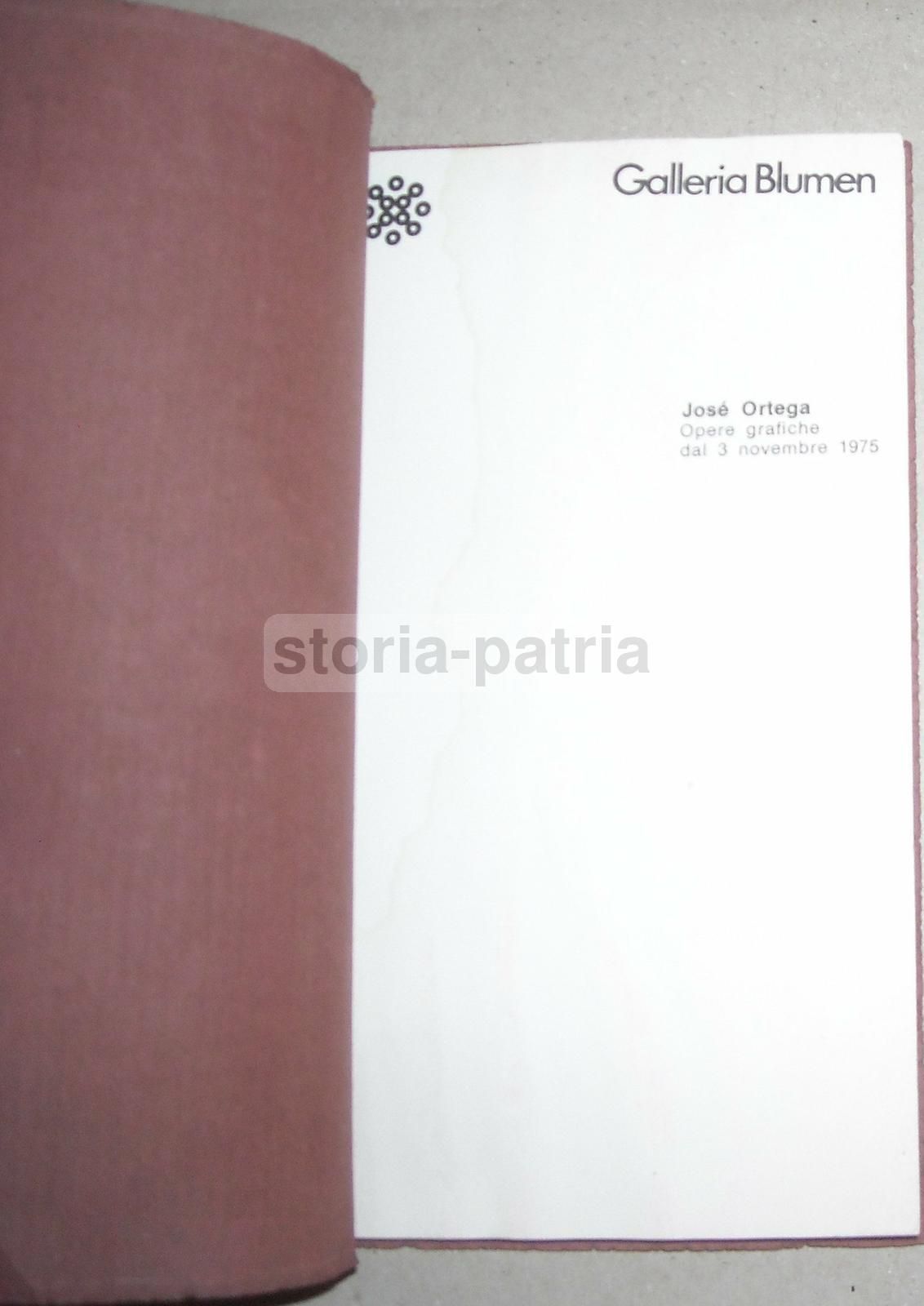 Catalogo José Ortega Opere Grafiche Galleria Blumen Lugano 1975