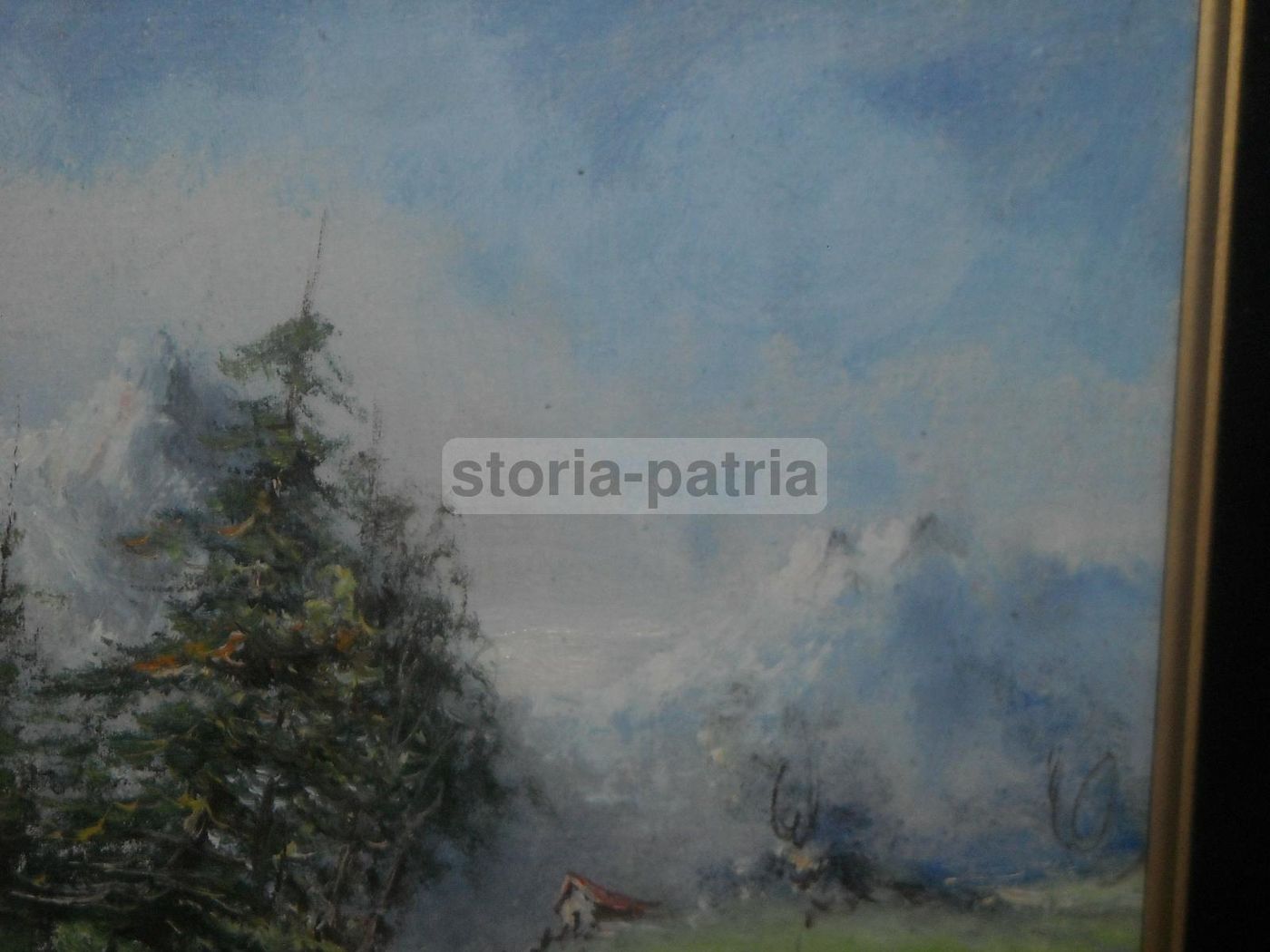 Dipinto Paesaggio Montano Con Baita, Athos Brioschi, Olio Su Cartone Telato