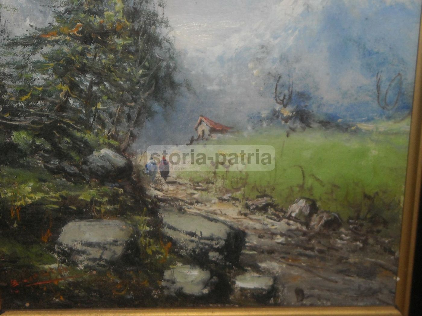 Dipinto Paesaggio Montano Con Baita, Athos Brioschi, Olio Su Cartone Telato