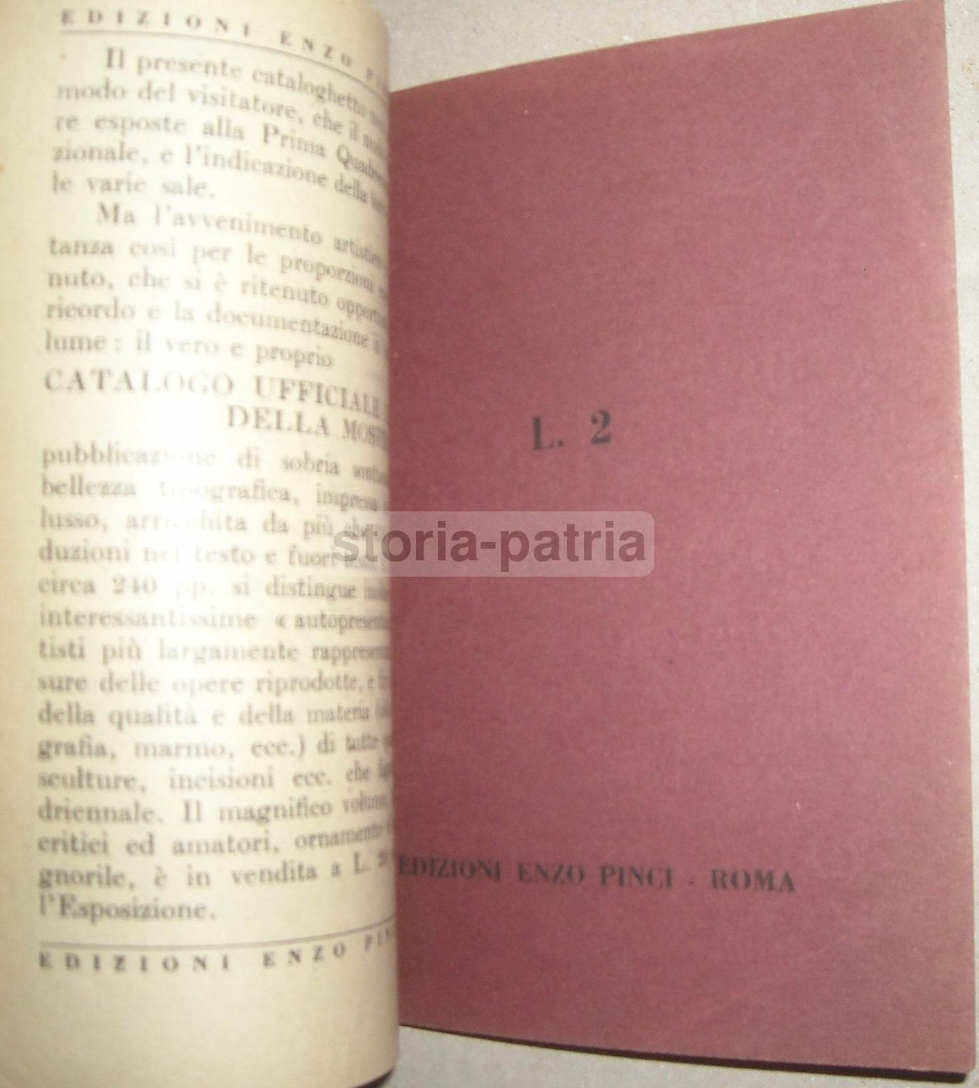 Catalogo Prima Quadriennale d'Arte Nazionale Roma 1931 Originale