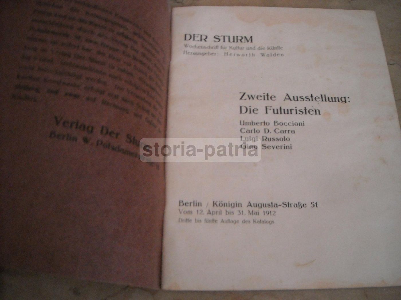 Catalogo Futuristi Berlino 1912 Der Sturm Boccioni Carrà Russolo