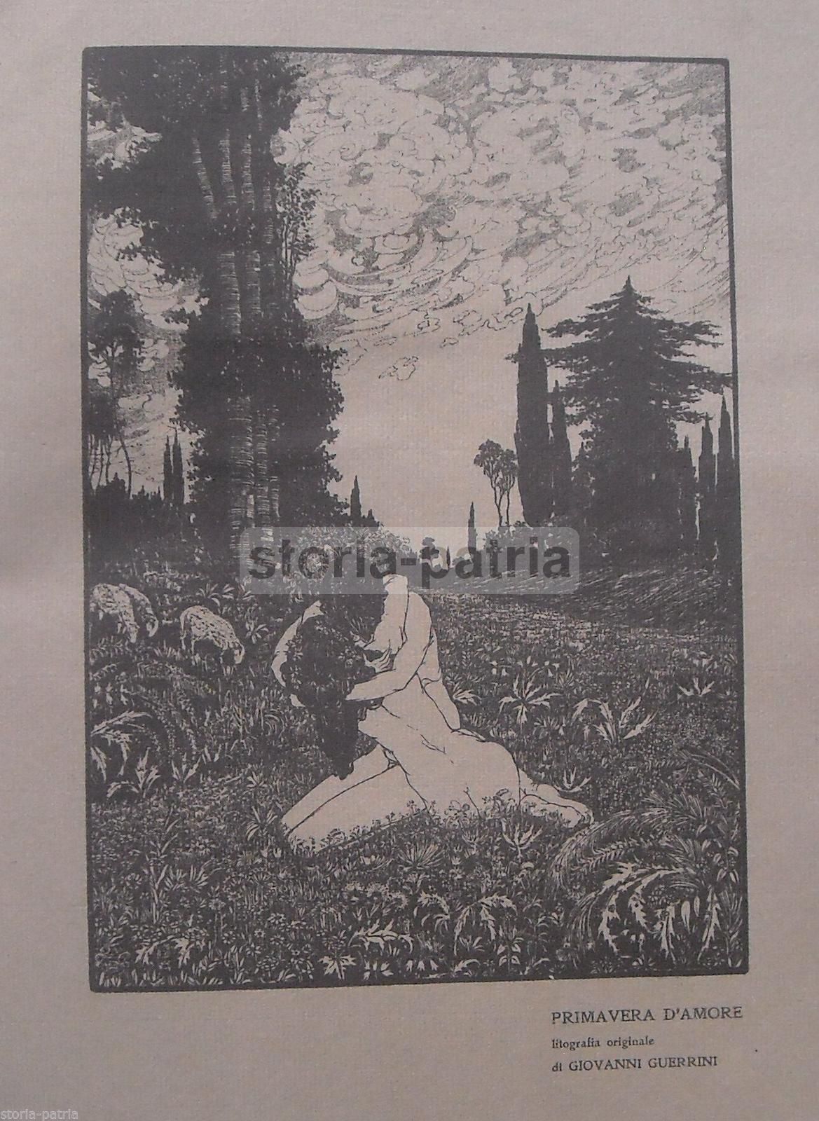 Litografia Originale Giovanni Guerrini, Primavera d'Amore, Anni '20