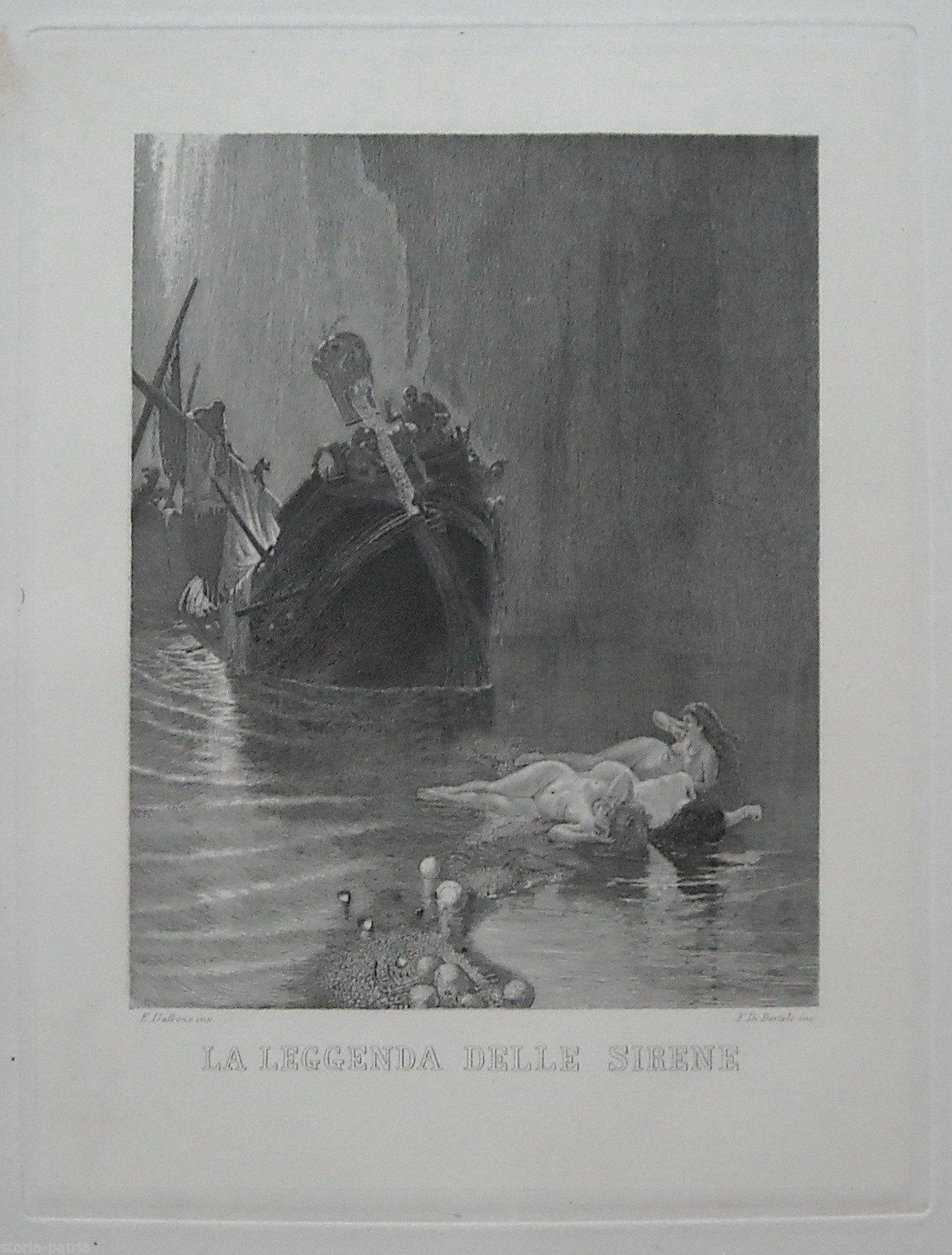 Incisione La Leggenda Delle Sirene, Di Bartolo Da Dalbono, 1800