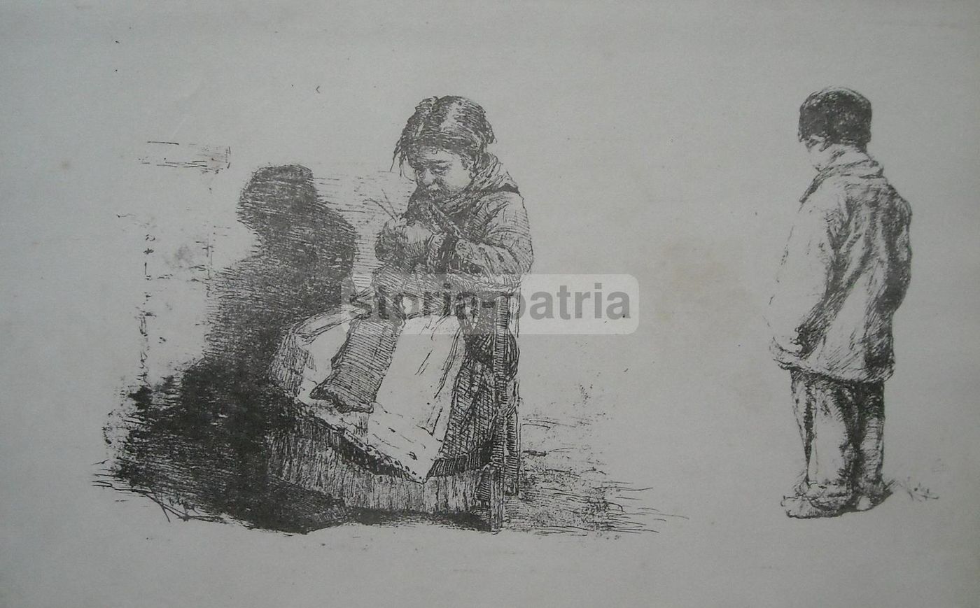 Stampa Antica Volpe Irpinia Figure Popolari Folklore Napoletano '800