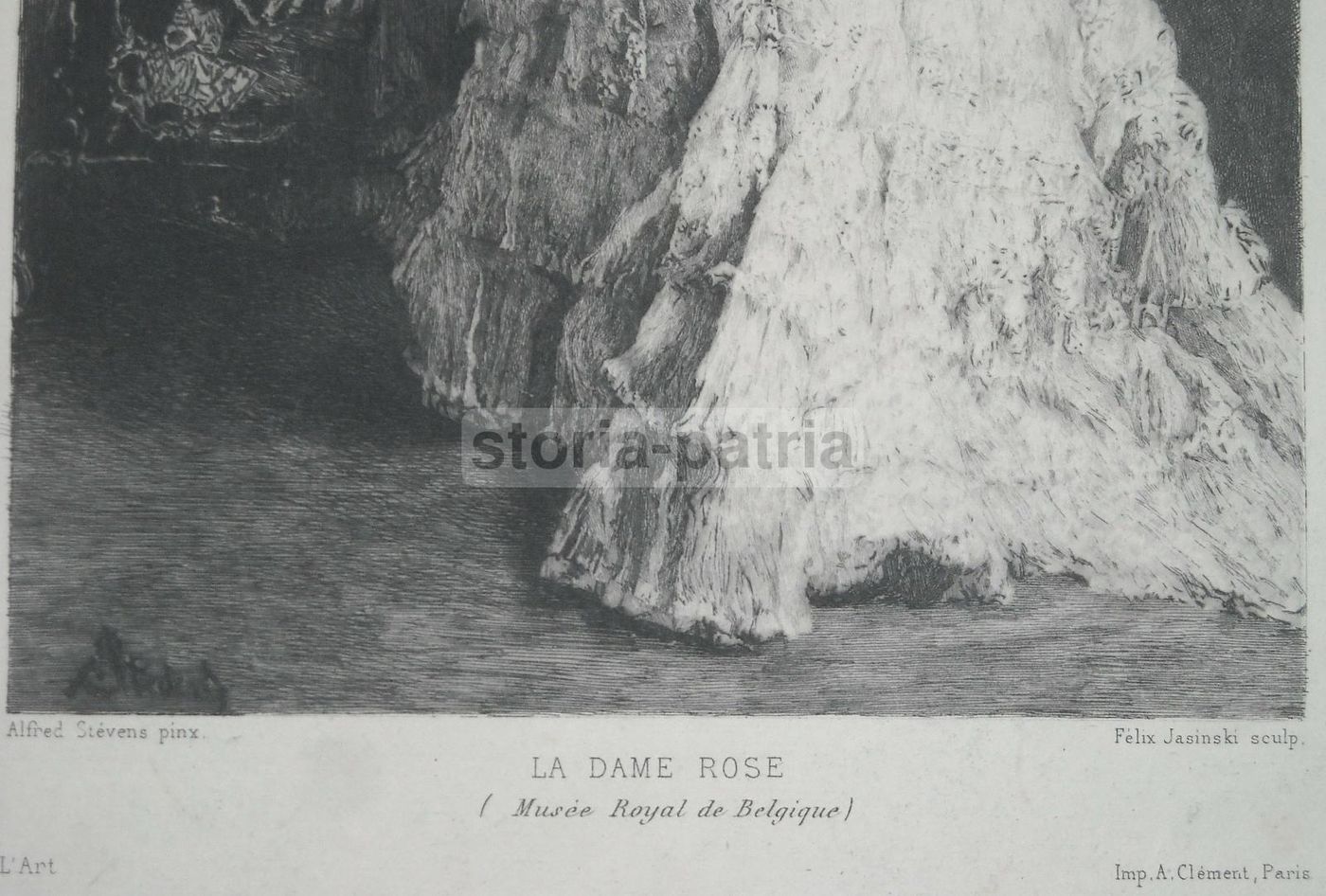 Stampa Antica La Dame Rose, Felix Jasinski Da Stevens, Fine Ottocento