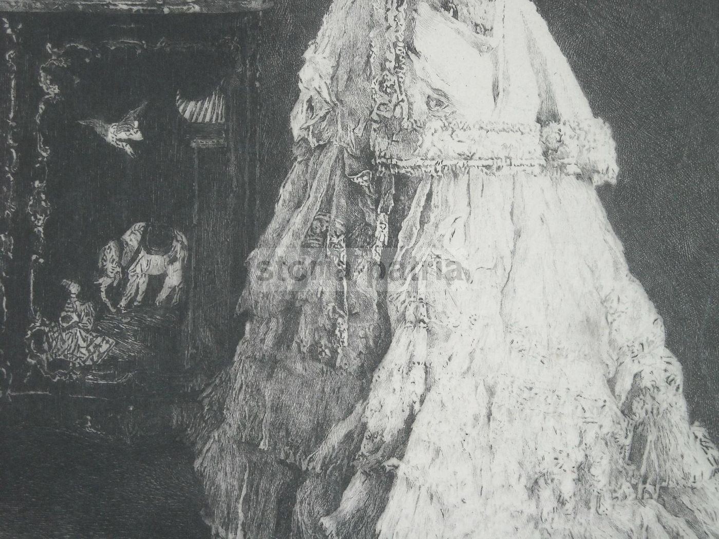 Stampa Antica La Dame Rose, Felix Jasinski Da Stevens, Fine Ottocento