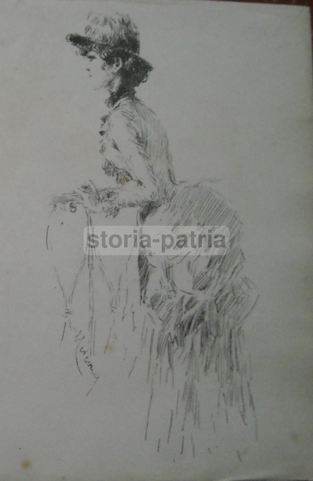 Stampa Antica Napoletana Fine '800 Figura Femminile Mancini