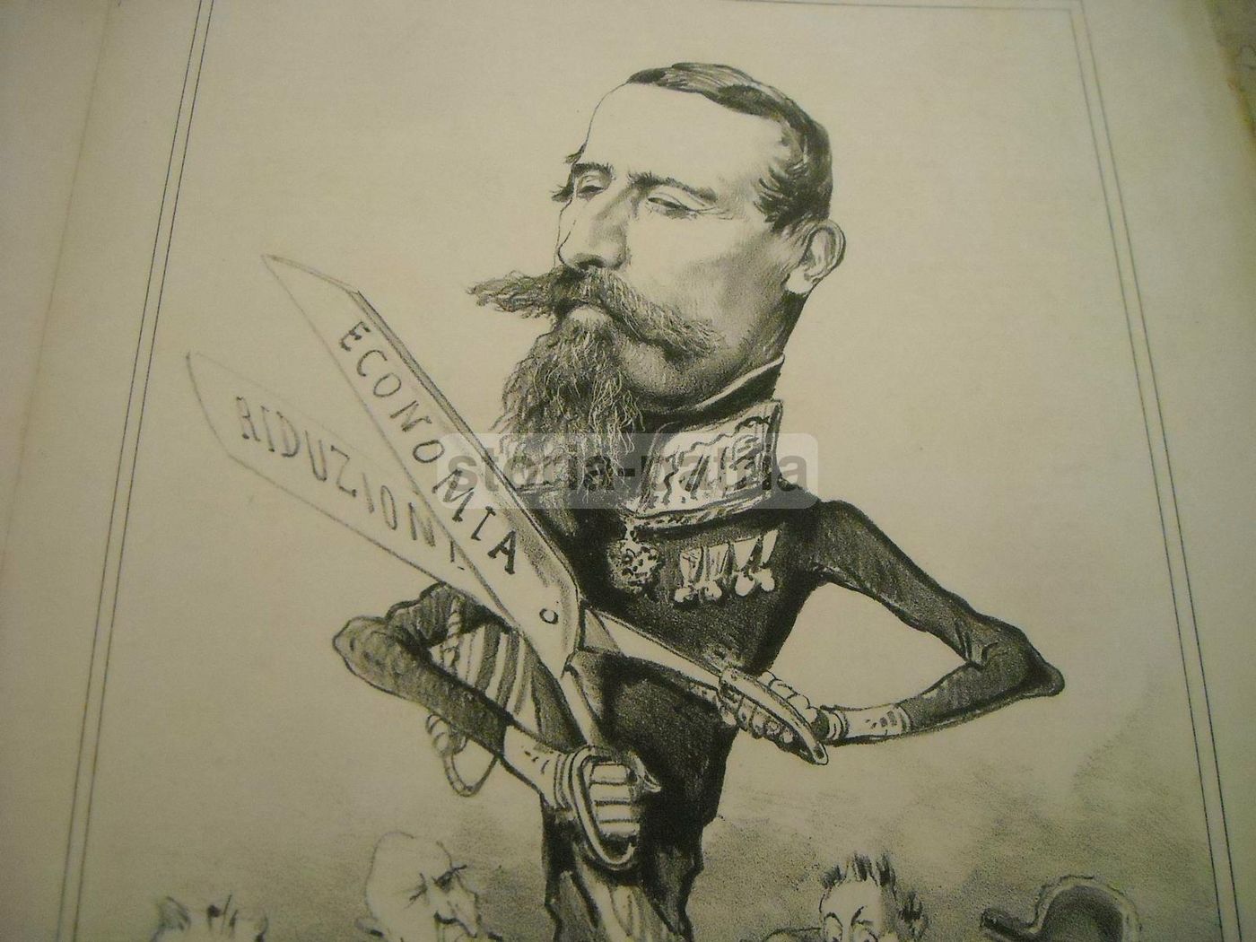 Caricatura Satirica Generale La Marmora, Camillo, Litografia, 1865 Circa