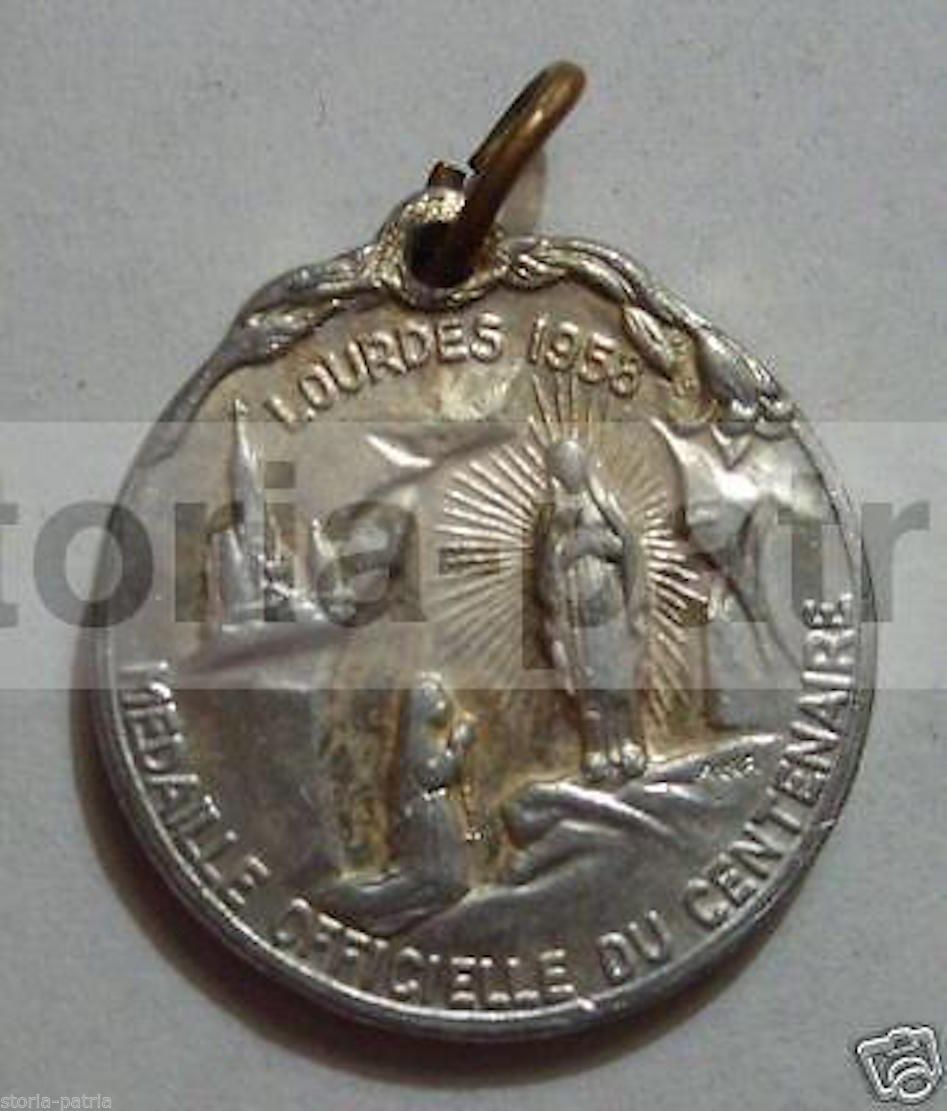 Medaglia Madonna Di Lourdes, Centenario 1858 1958, Papa Pio XII