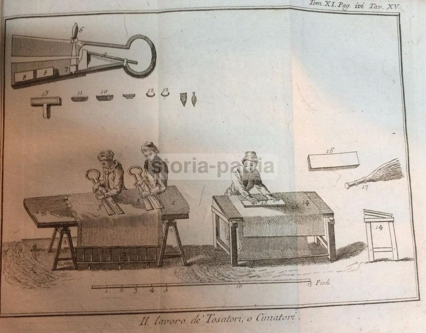 Il Lavoro De' Tosatori, O Cimatori: Incisione Originale All'Acquaforte, 1786